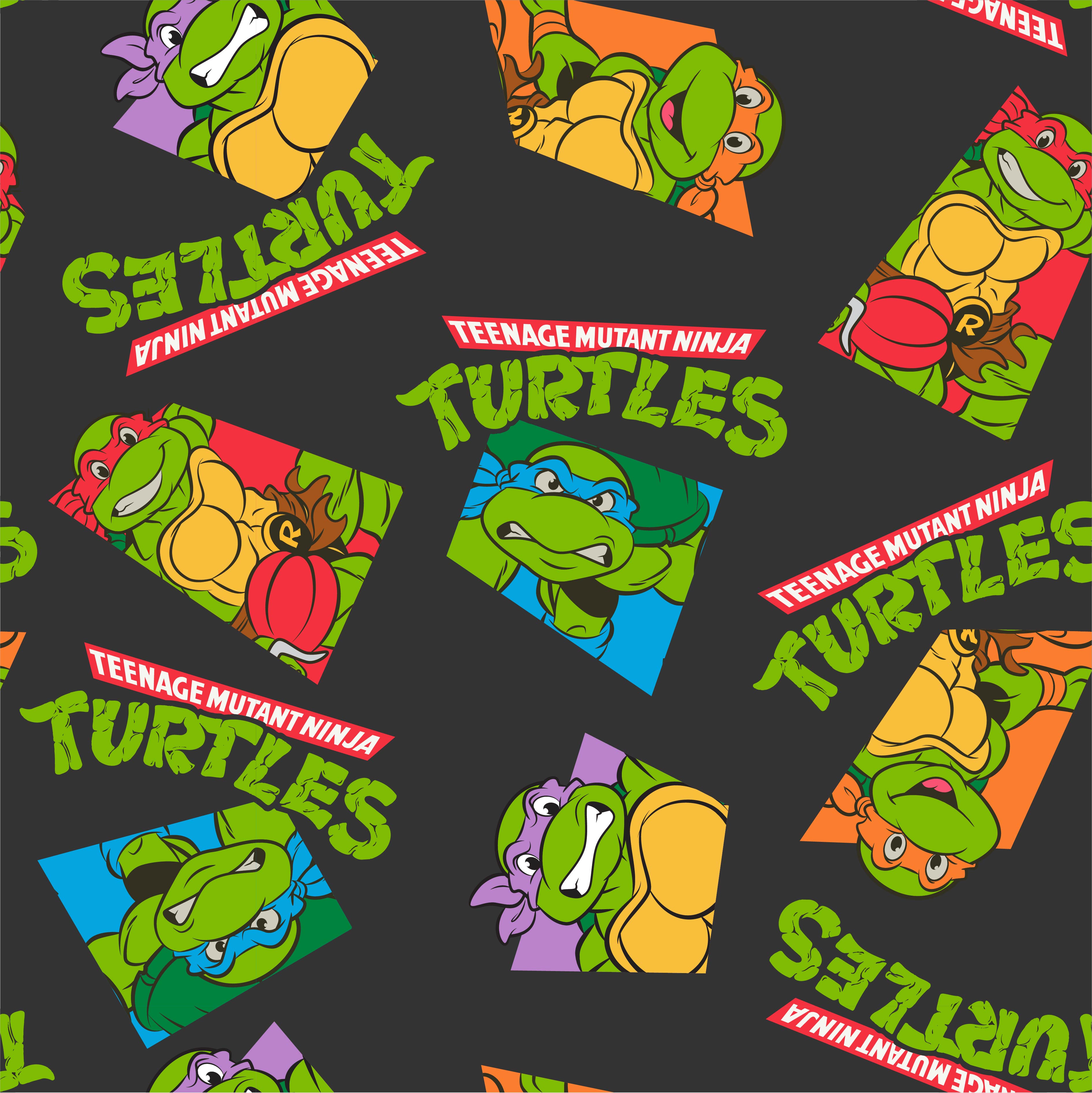 Teenage Mutant Ninja Turtles Character Squares Men's Black Sleep Pajama Pants