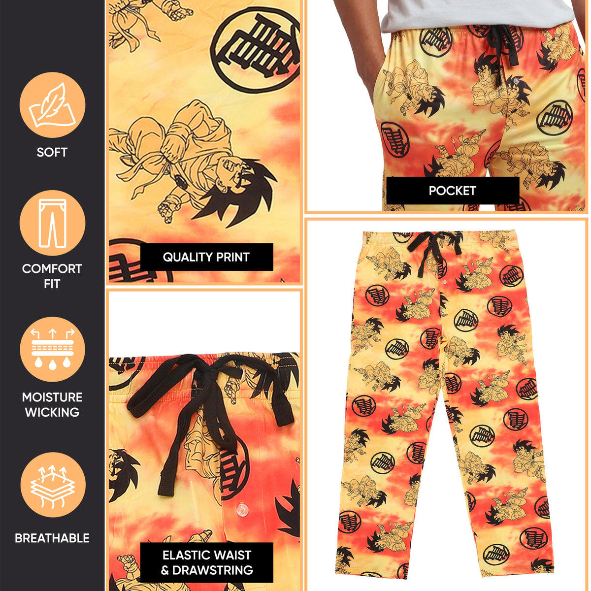 Dragon Ball Z Son Goku All-Over Print Men's Sleep Pajama Pants