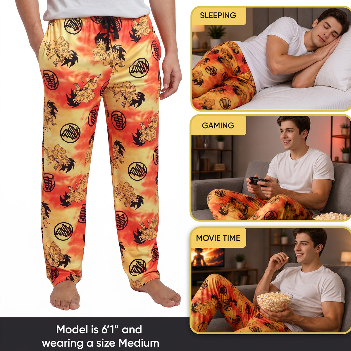 Dragon Ball Z Son Goku All-Over Print Men's Sleep Pajama Pants
