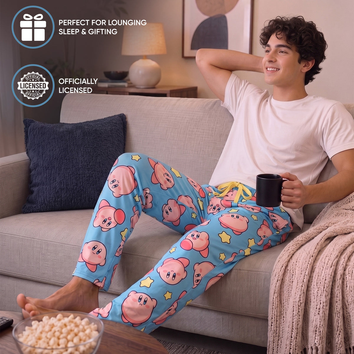 Kirby And Warp Star All-Over Print Men's Sleep Pajama Pants