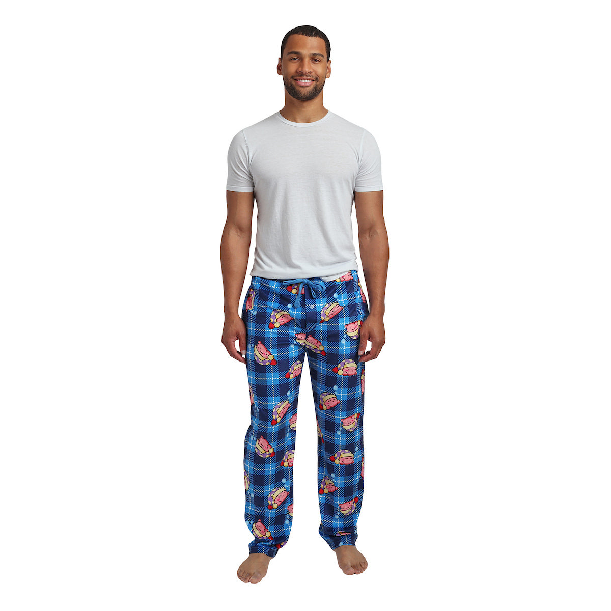 Kirby All-Over Print Men's Lightweight Plush Minkey Fleece Sleep Pajama Pants