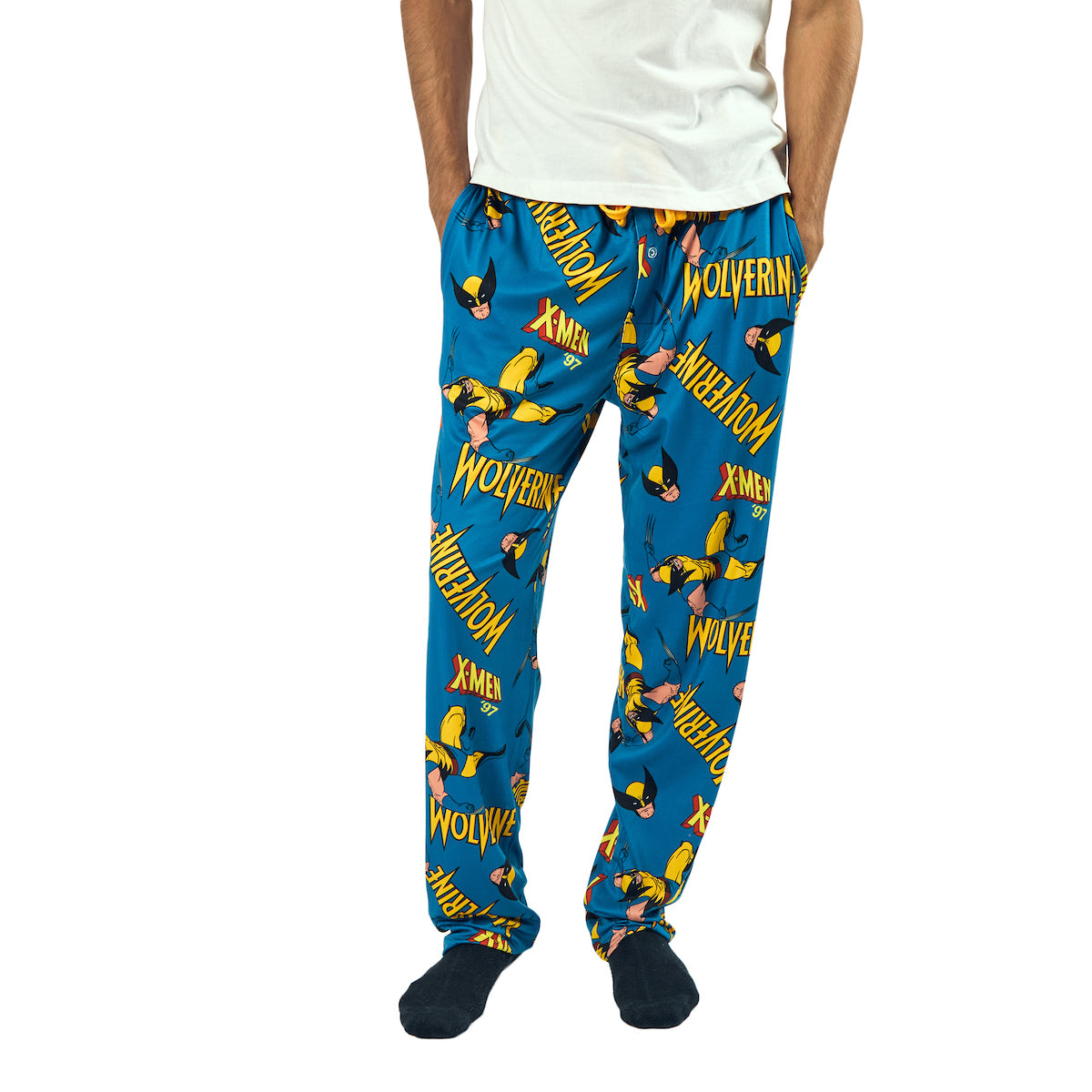 X-Men Wolverine All-Over Print Men's Blue Sleep Pajama Pants