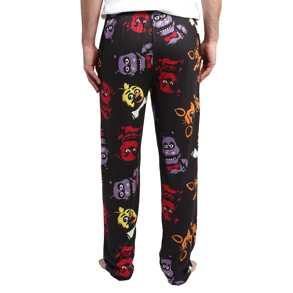 Five Nights At Freddy's Neon Character Heads Men's Black Sleep Pajama Pants