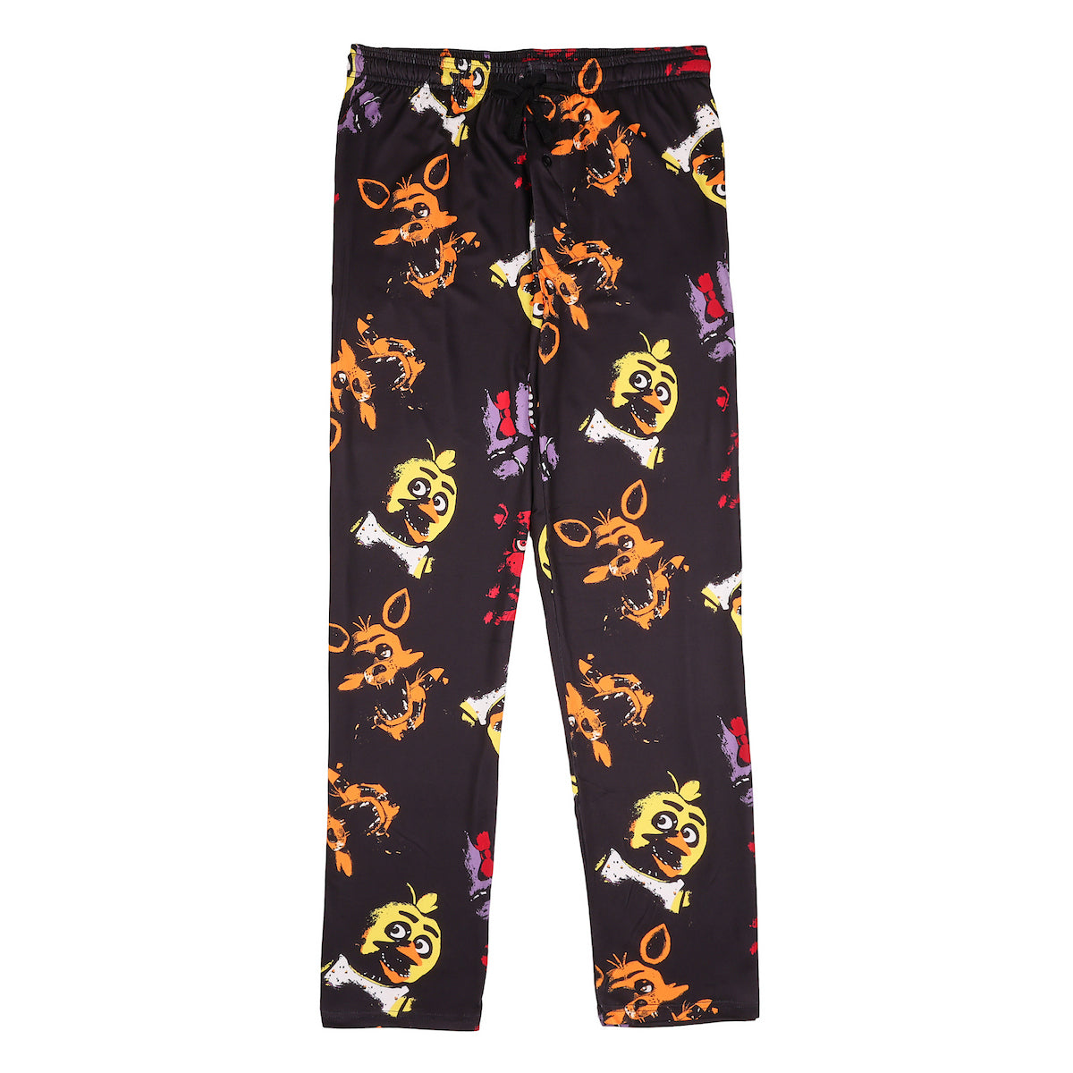 Five Nights At Freddy's Neon Character Heads Men's Black Sleep Pajama Pants