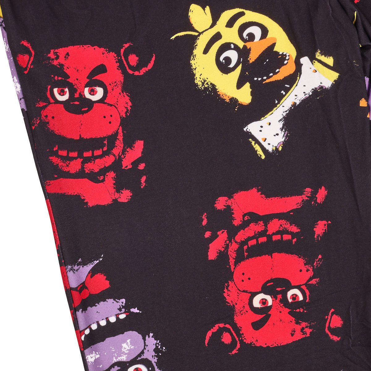 Five Nights At Freddy's Neon Character Heads Men's Black Sleep Pajama Pants