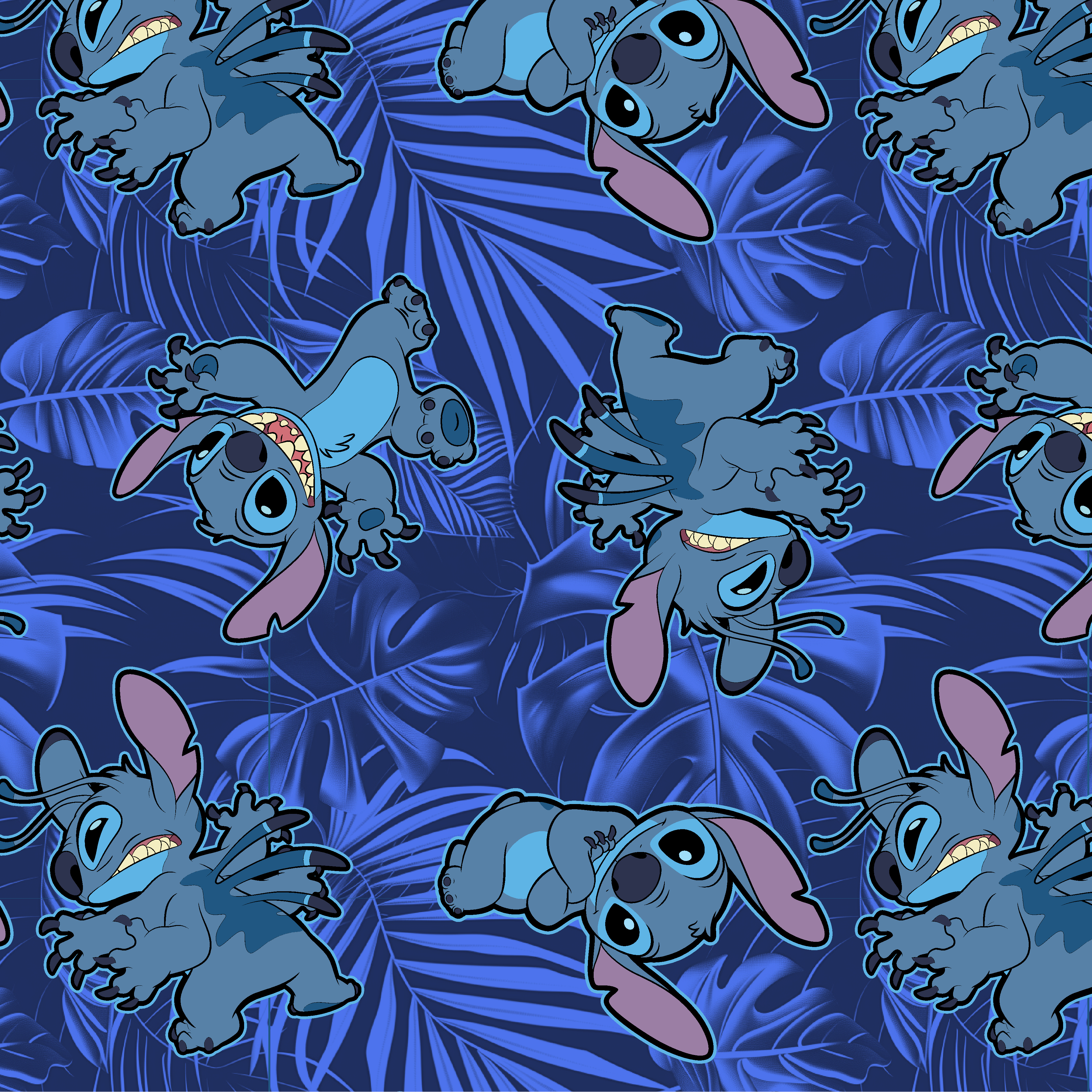 Disney Stitch All-Over Character Print Men's Blue Sleep Pajama Pants