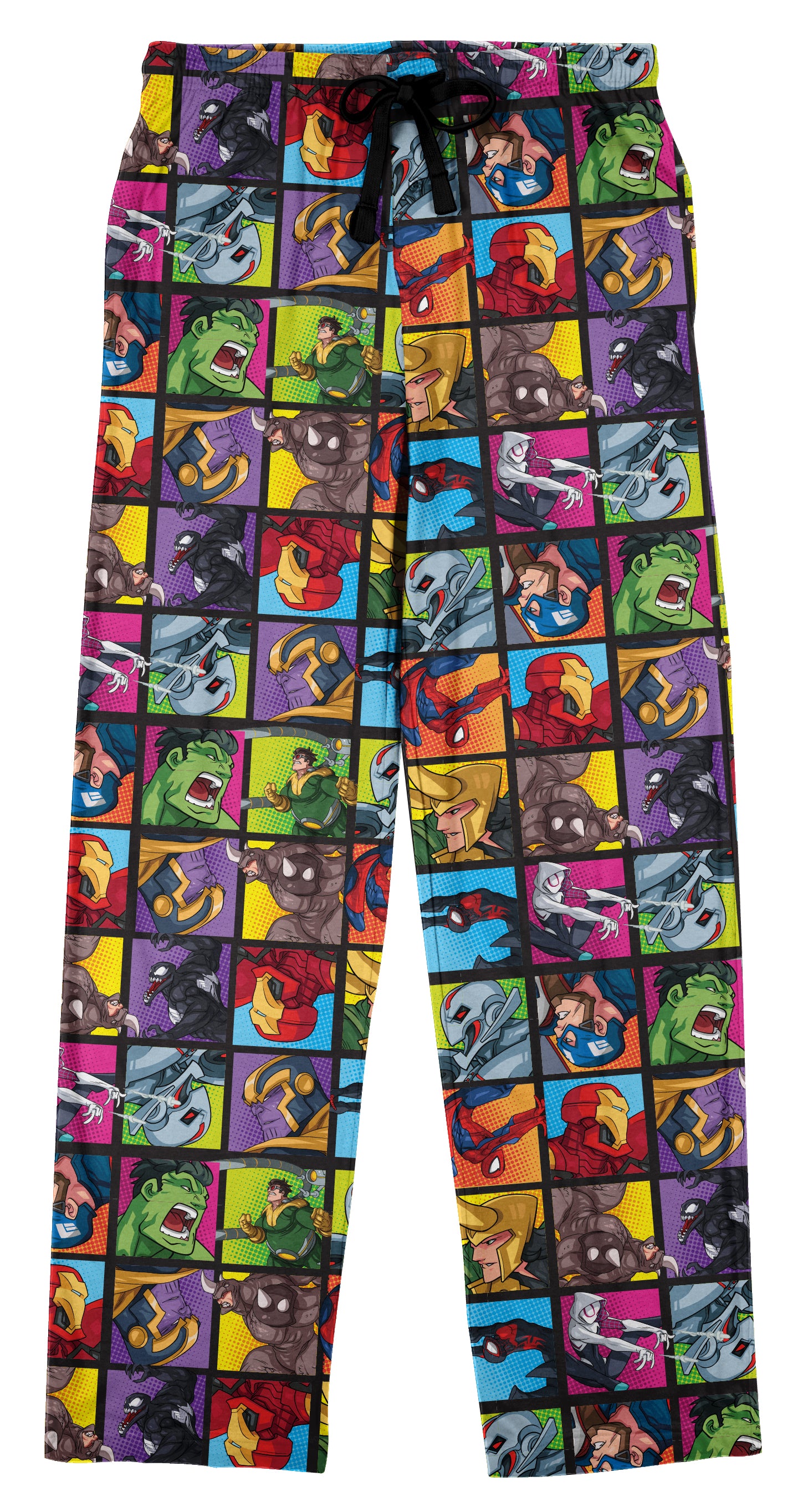 Marvel Superhero Squares Men's Black Sleep Pajama Pants