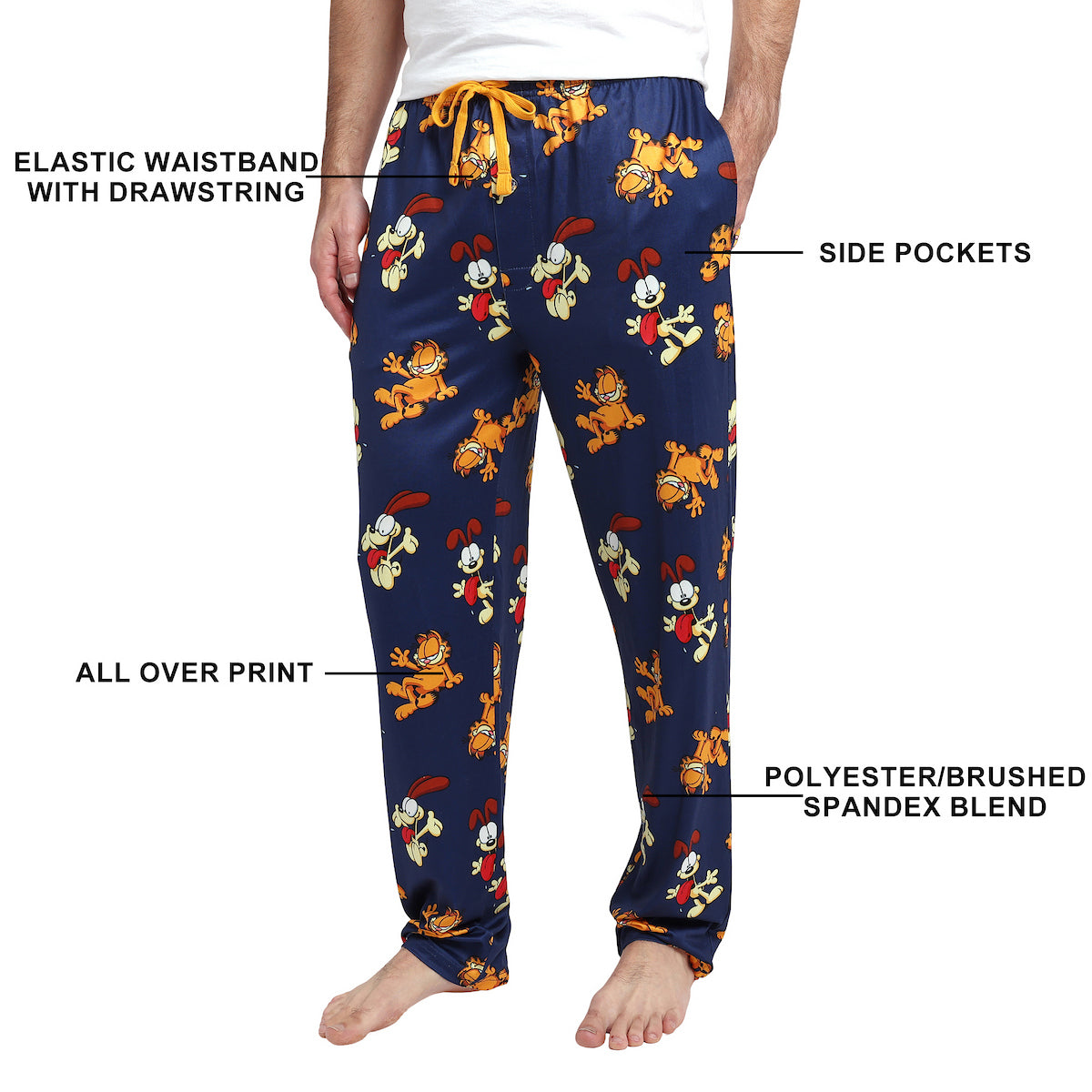 Garfield & Odie All-Over Print Men's Navy Sleep Pajama Pants