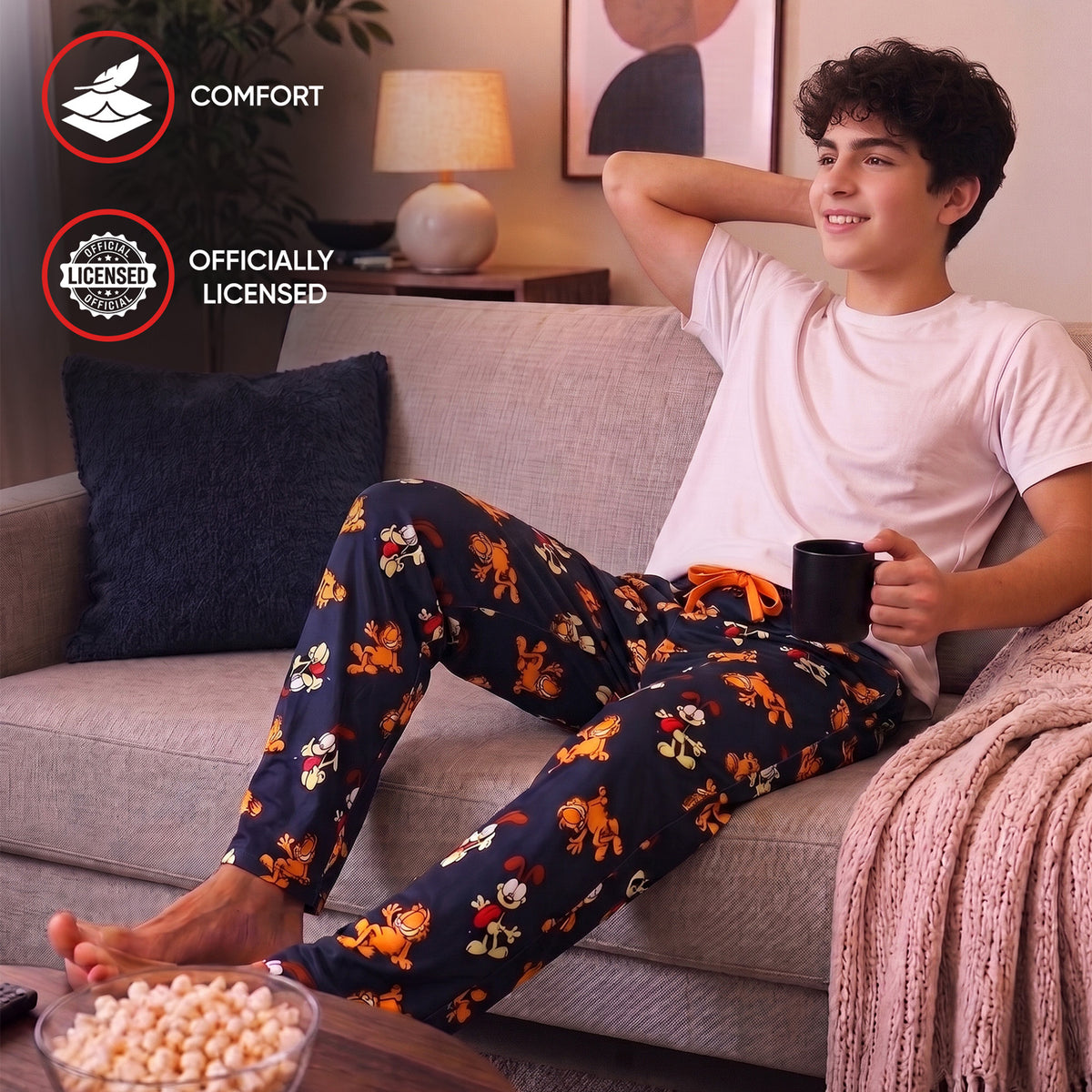 Garfield & Odie All-Over Print Men's Navy Sleep Pajama Pants