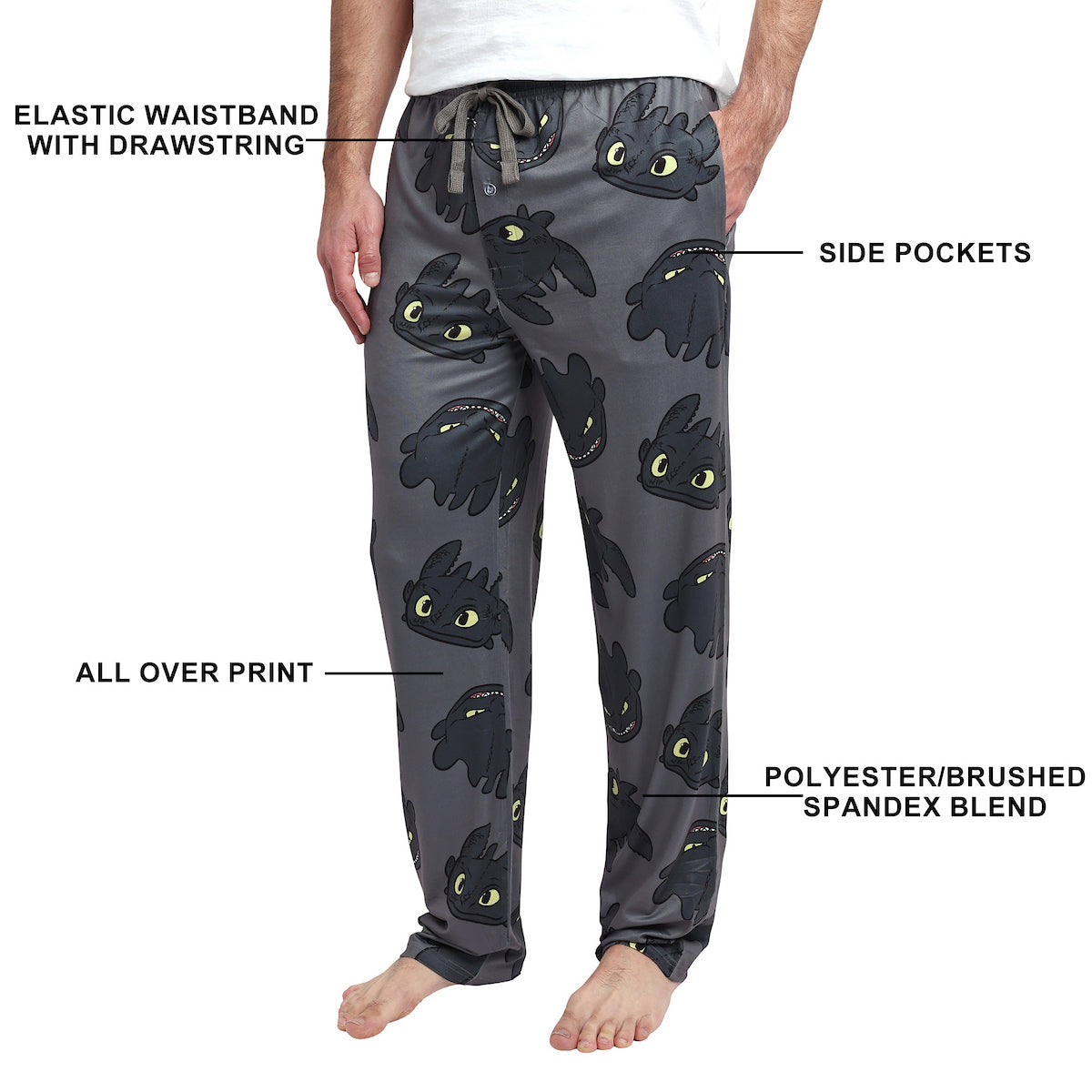 How To Train Your Dragon Toothless All-Over Print Men's Sleep Pajama Pants