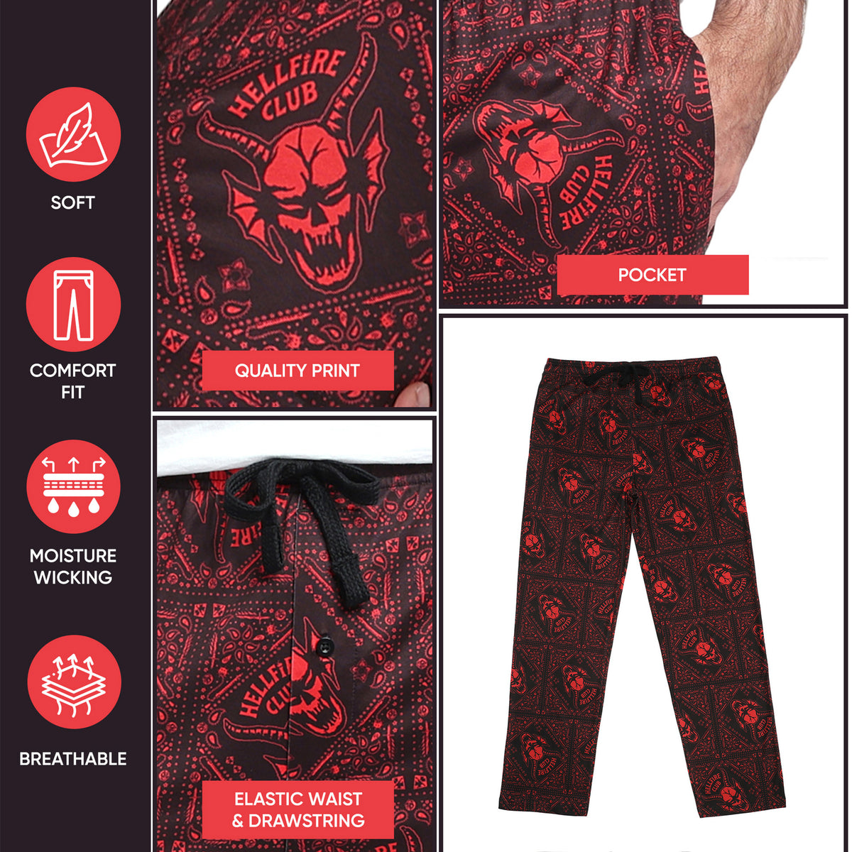 Stranger Things Hellfire Club Men's Sleep Pajama Pants
