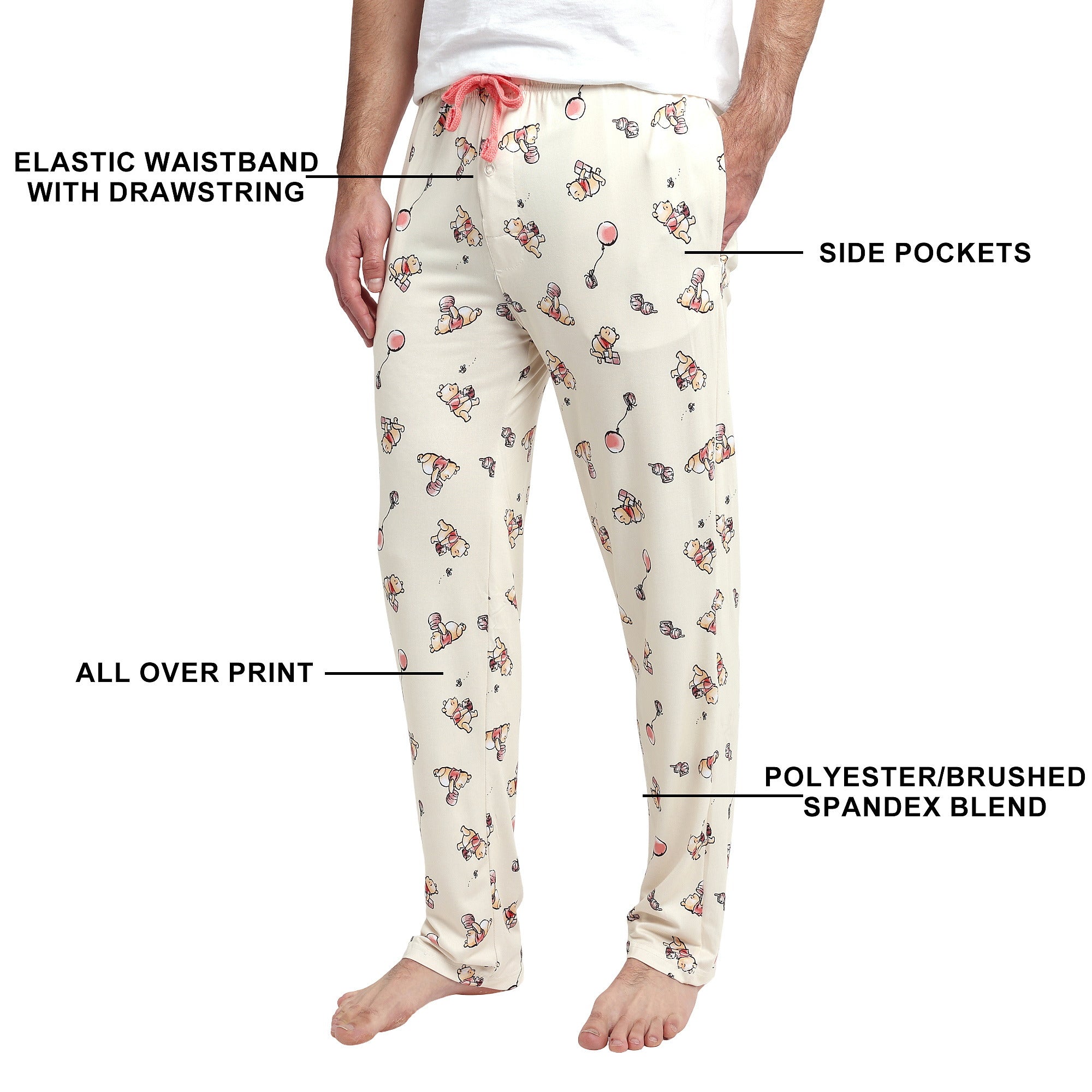 Winnie The Pooh Balloons & Honey Unisex Off-White Sleep Pajama Pants