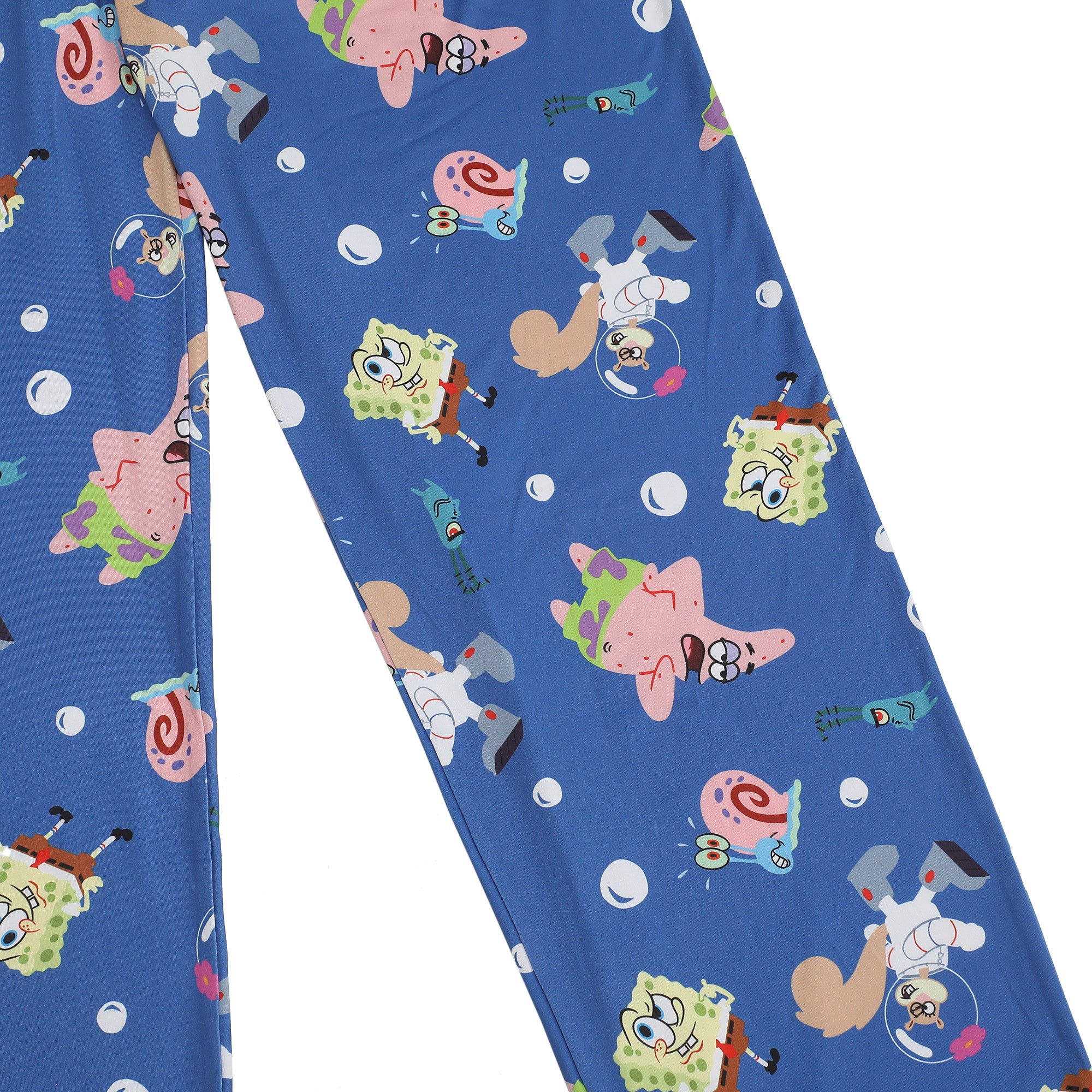Spongebob Squarepants Characters & Bubbles Mens' Blue Sleep Pajama Pants