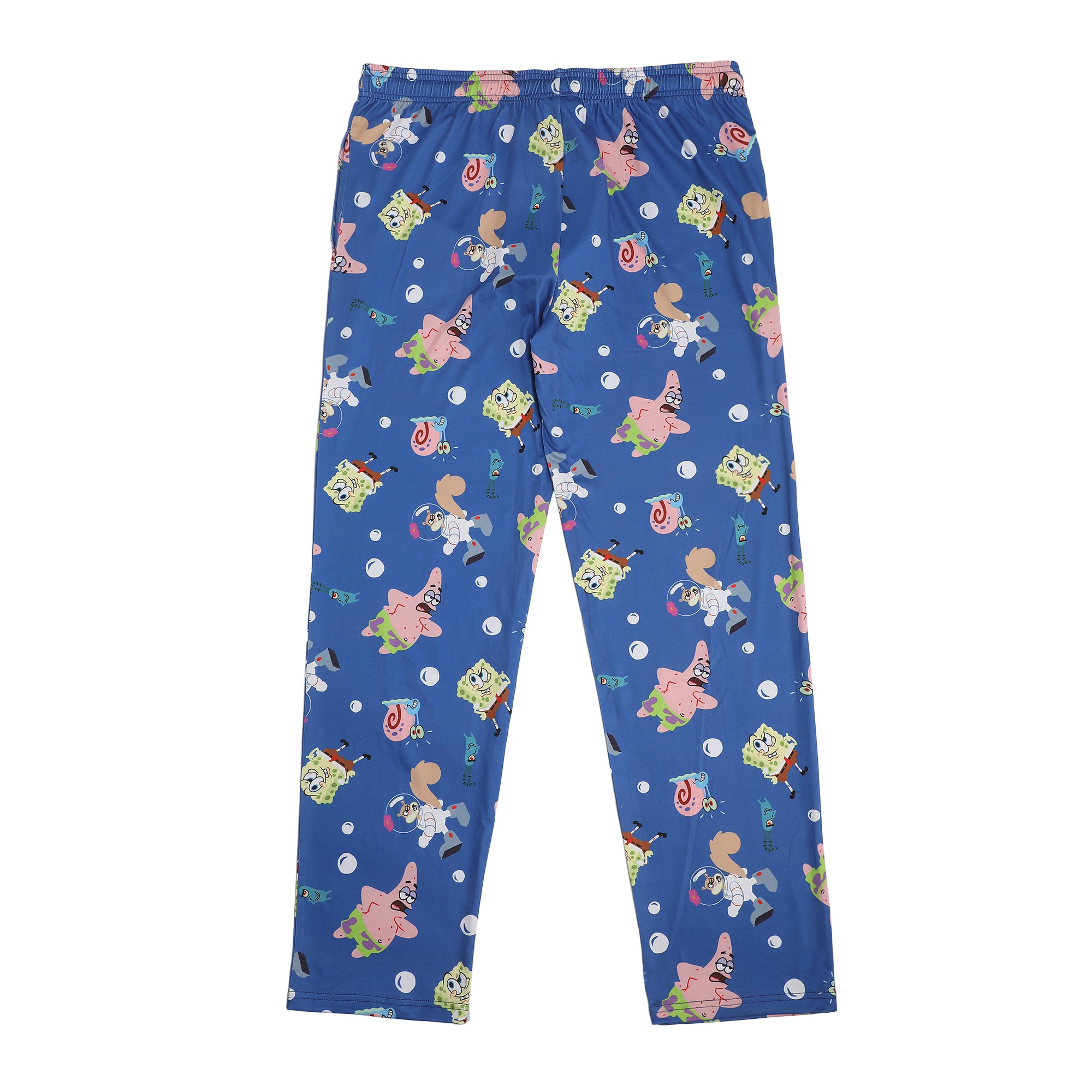 Spongebob Squarepants Characters & Bubbles Mens' Blue Sleep Pajama Pants
