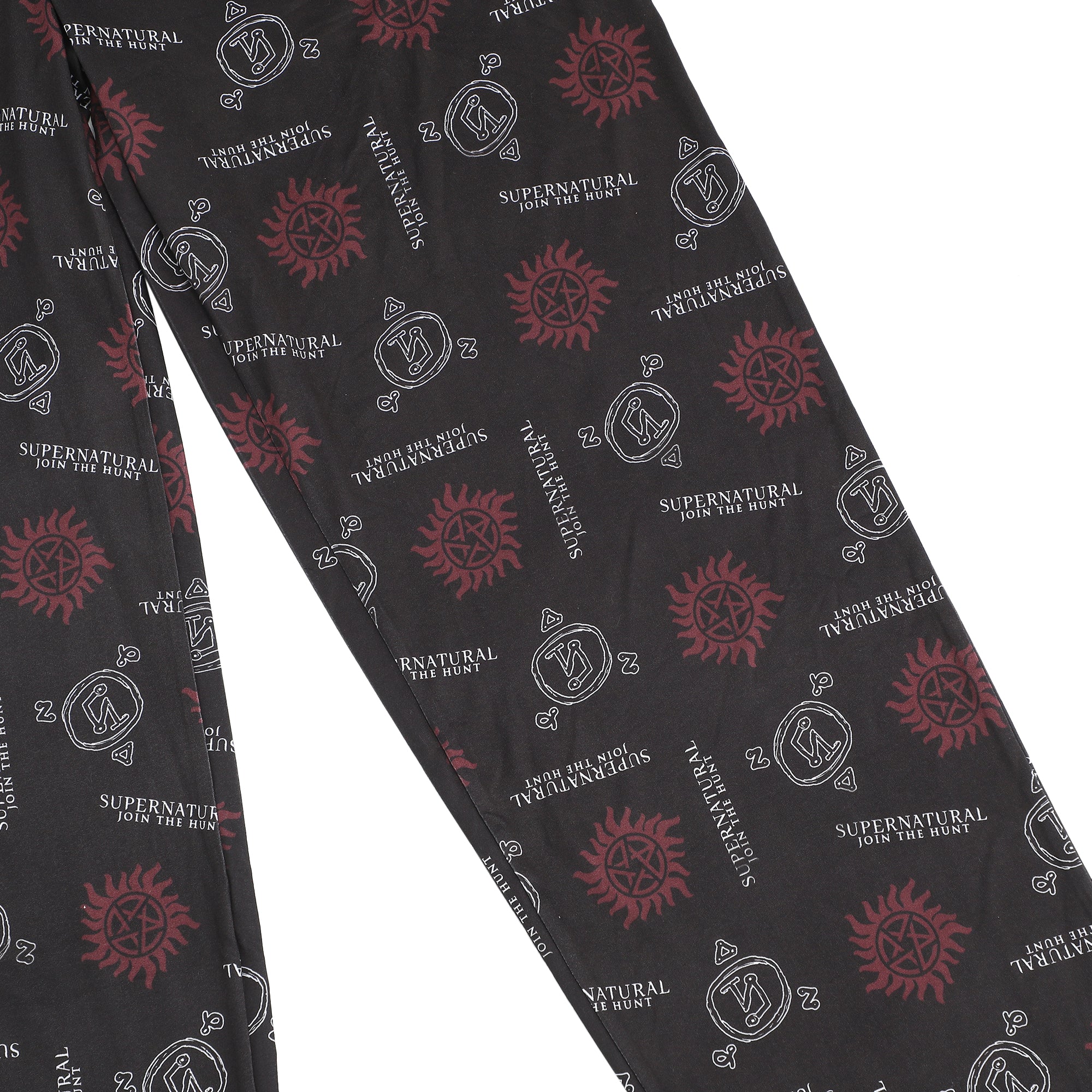 Supernatural Logo & Runes All-Over Print Men's Black Sleep Pajama Pants