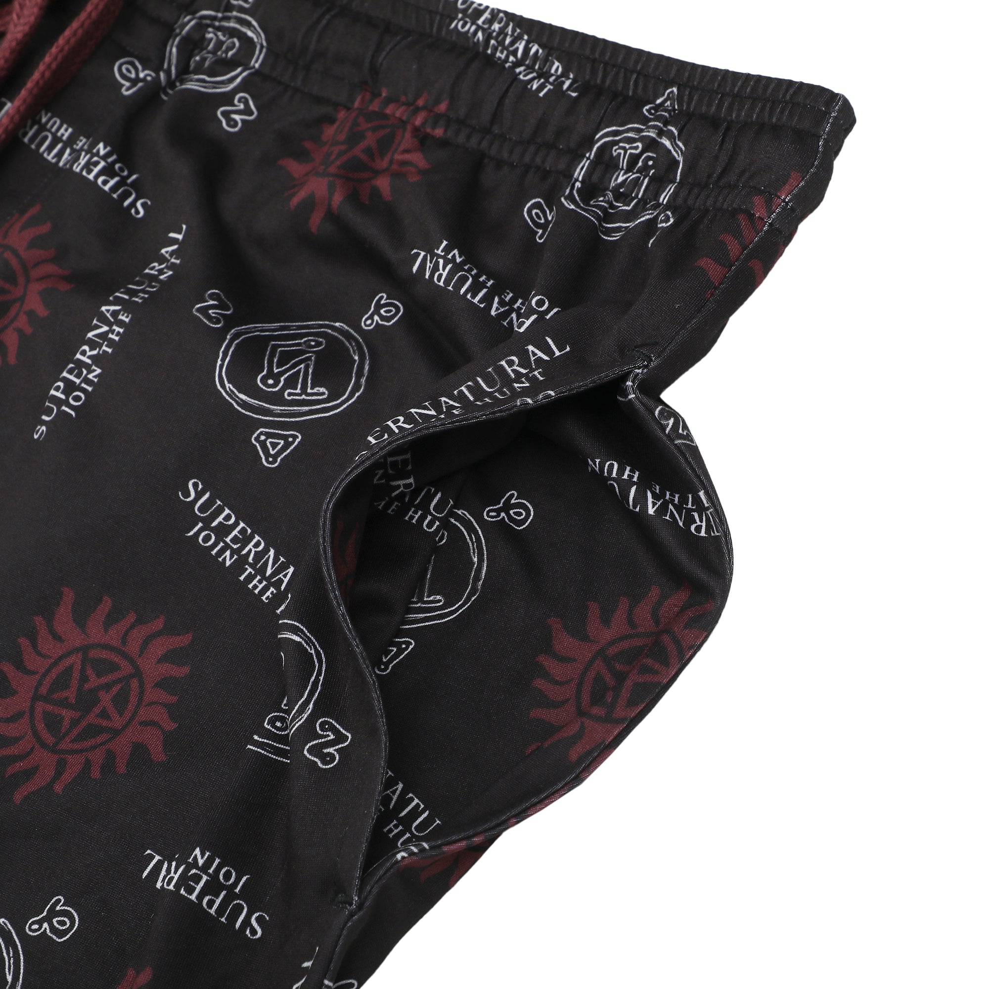 Supernatural Logo & Runes All-Over Print Men's Black Sleep Pajama Pants