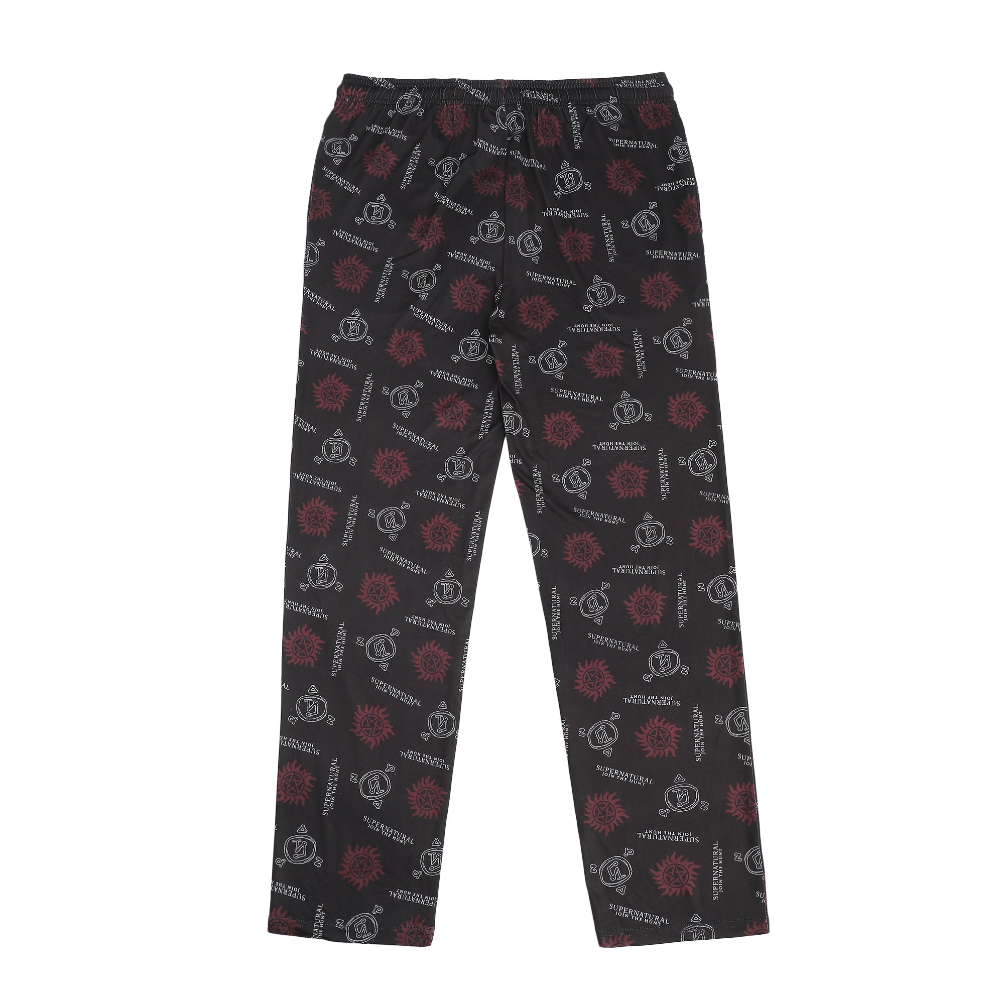 Supernatural Logo & Runes All-Over Print Men's Black Sleep Pajama Pants