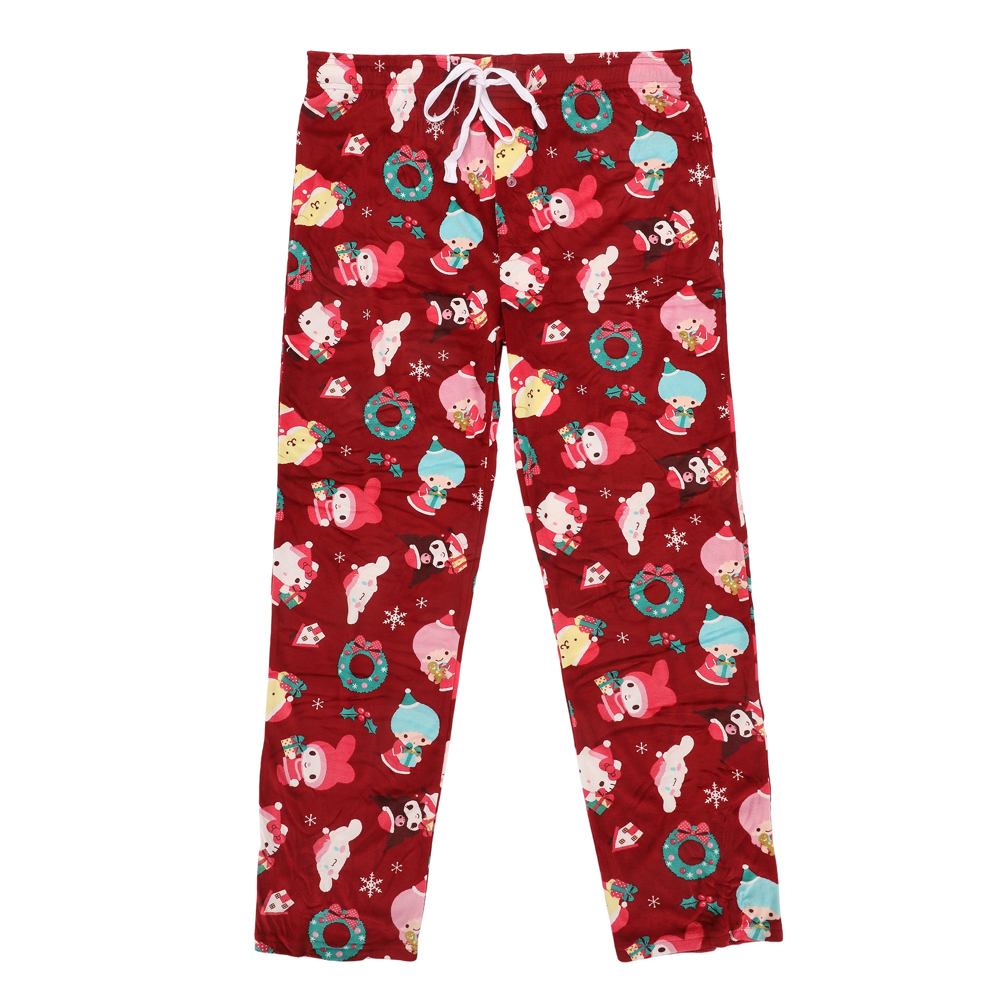 Hello Kitty & Friends Holiday All-Over Print Men's Lightweight Plush Fleece Sleep Pajama Pants
