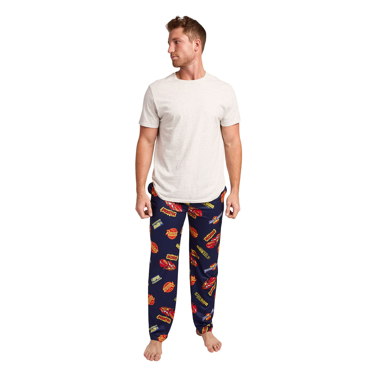 Pixar Cars Lightning McQueen & Radiator Springs Logos Adult Navy Sleep Pajama Pants