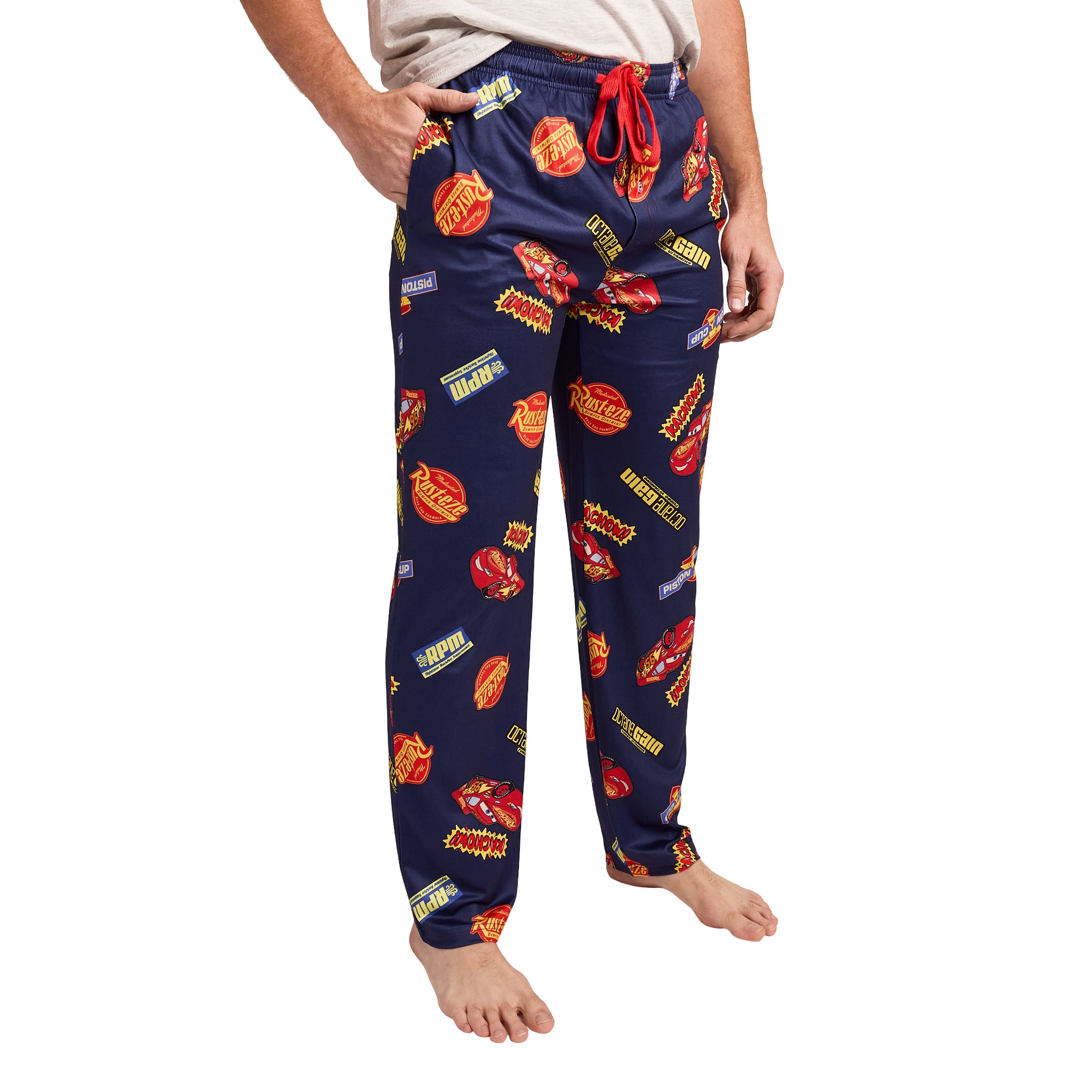 Pixar Cars Lightning McQueen & Radiator Springs Logos Adult Navy Sleep Pajama Pants