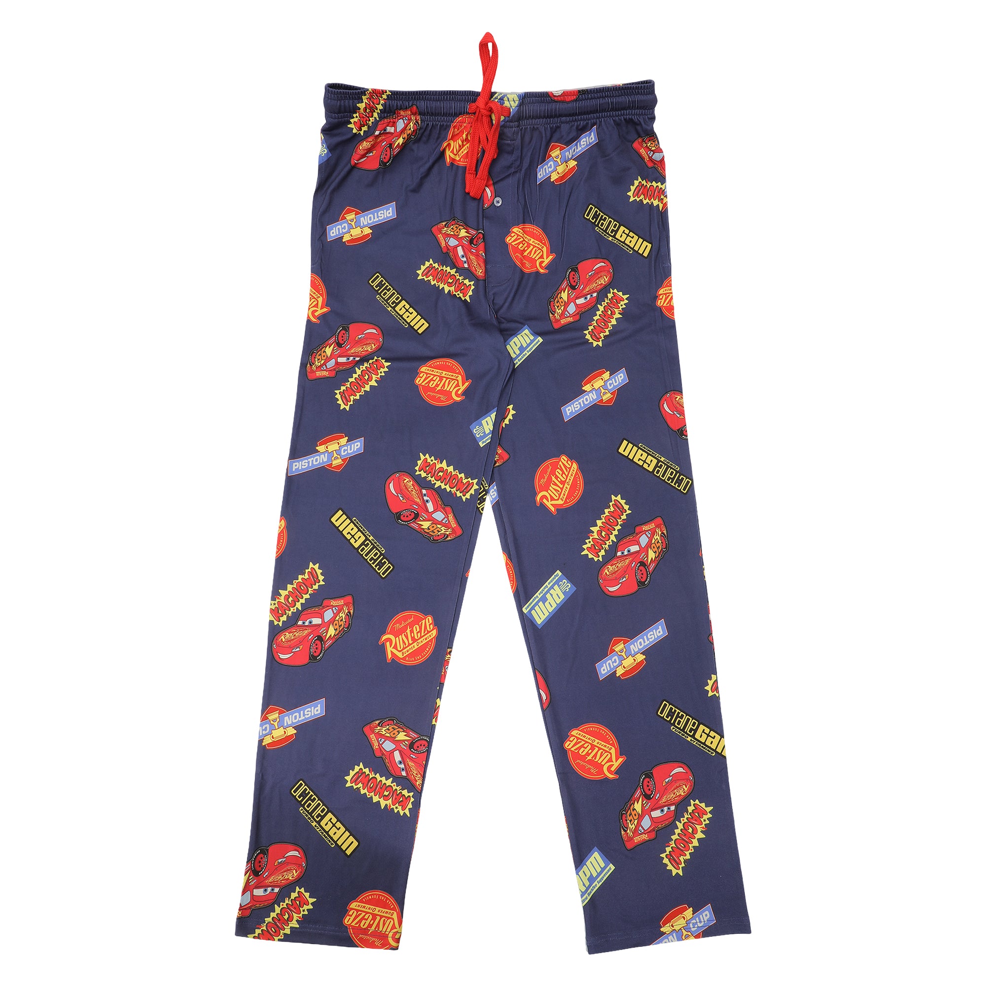 Pixar Cars Lightning McQueen & Radiator Springs Logos Adult Navy Sleep Pajama Pants