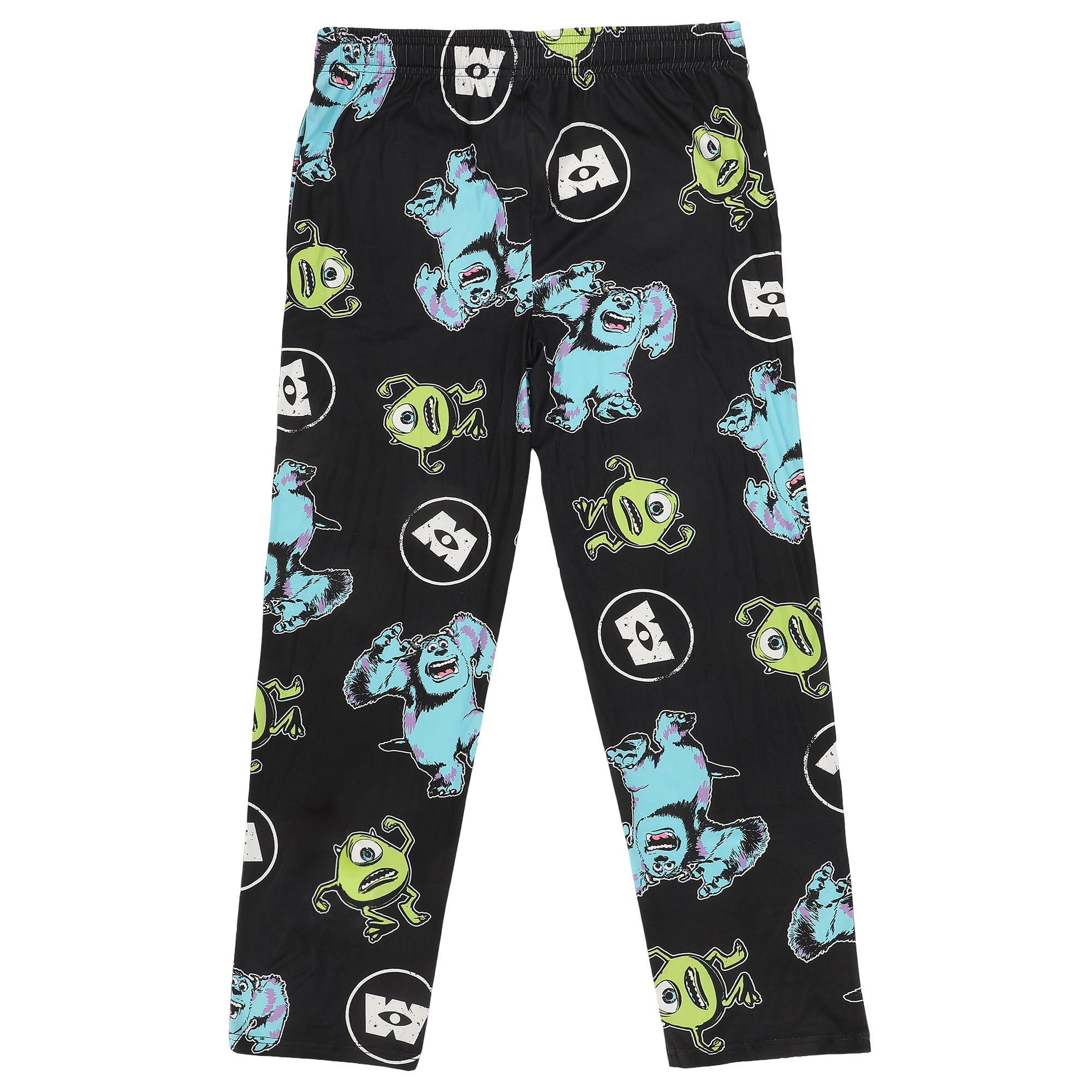 monsters inc adult pajamas Monsters Inc Mike & Sulley All-Over Print Adult Black Sleep Pajama Pan – Bioworld