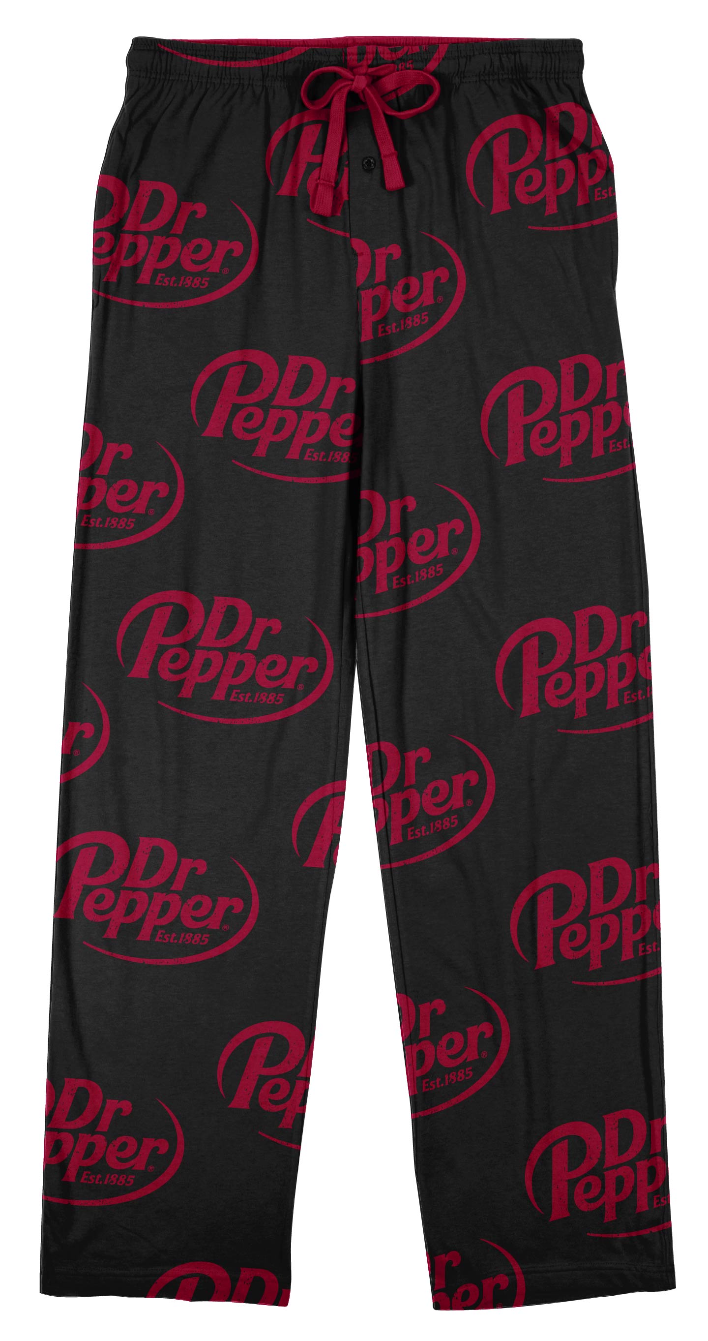 Dr. Pepper Soda Logo All-Over Print Men's Black Sleep Pajama Pants