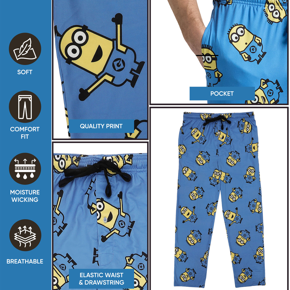 Minions All-Over Character Print Men's Sleep Pajama Pants