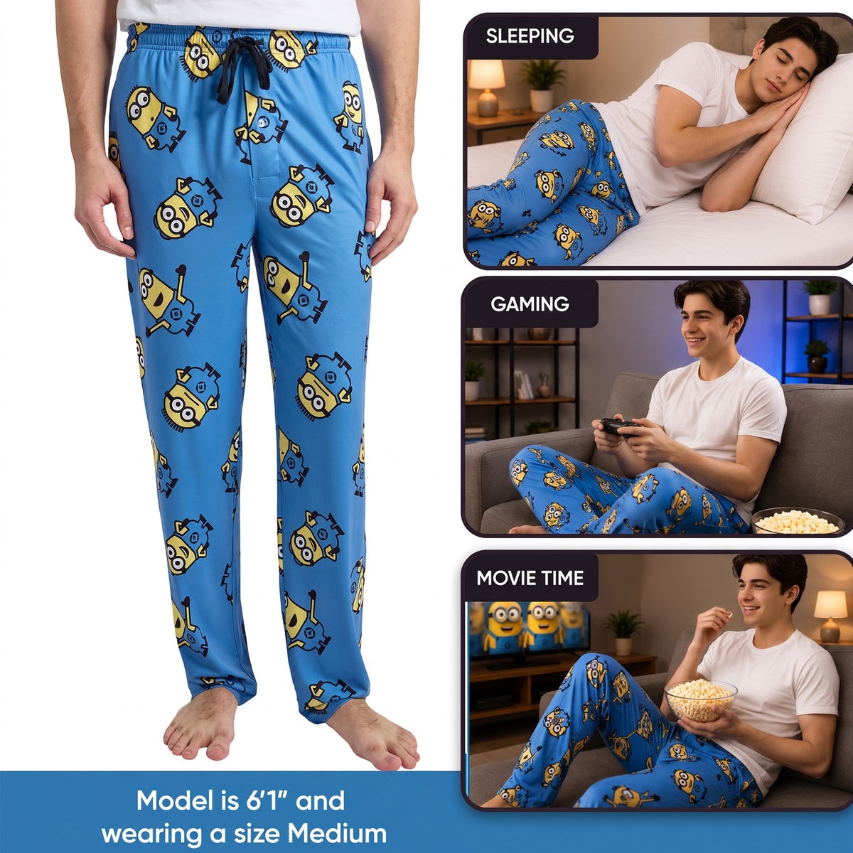 Minions All-Over Character Print Men's Sleep Pajama Pants