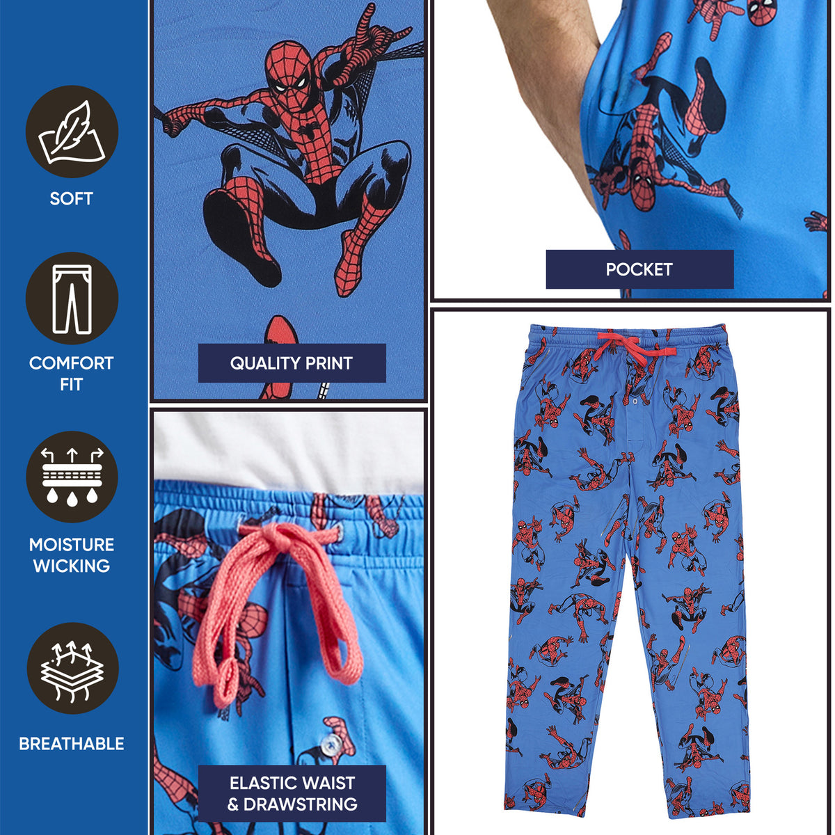 Spider-Man All-Over Character Print Men's Sleep Pajama Pants