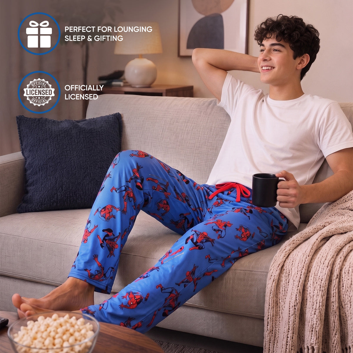 Spider-Man All-Over Character Print Men's Sleep Pajama Pants