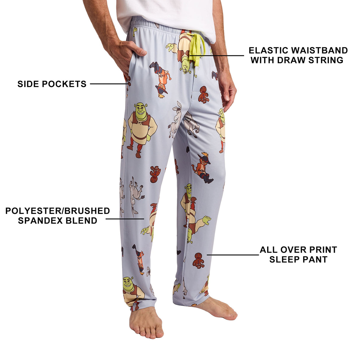 Shrek Franchise Favorite Characters All-Over Print Men's Sleep Pajama Pants