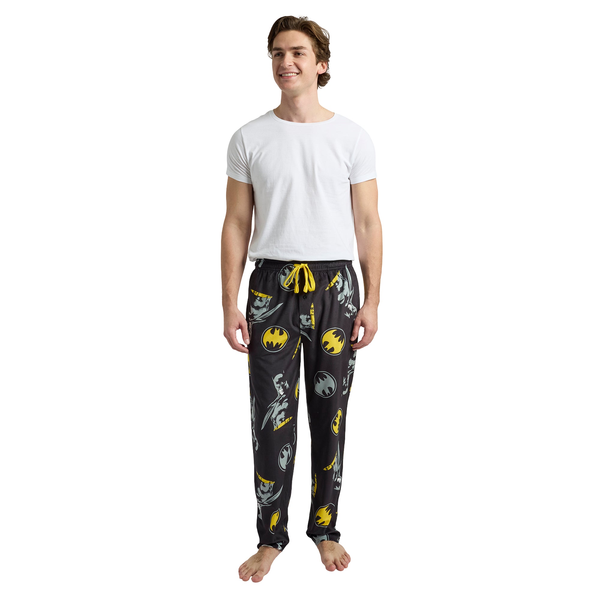 Batman Hero & Logo All-Over Print Men’s Black Sleep Pajama Pants
