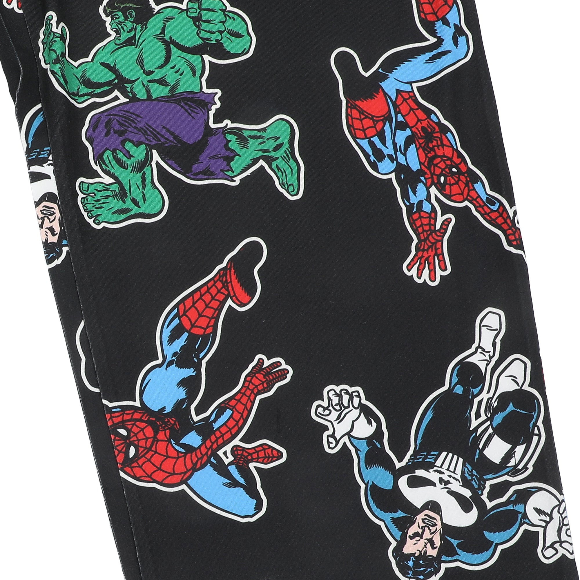 Marvel Comics Presents Spider-Man Punisher & Hulk All-Over Print Men’s Black Sleep Pajama Pants