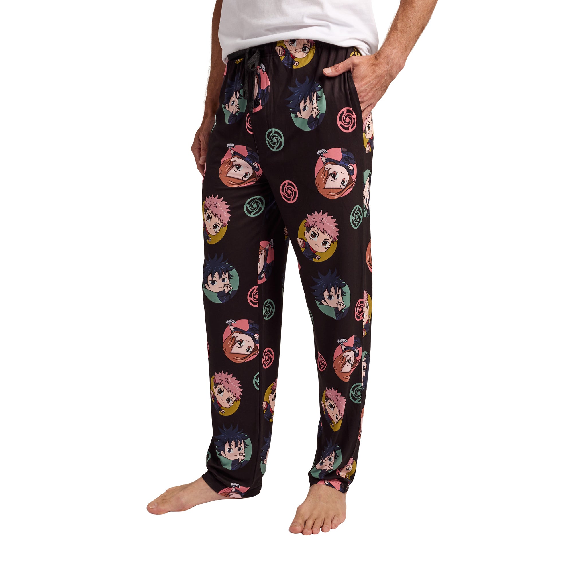 Jujutsu Kaisen Yuji Nobara & Megumi All-Over Print Men’s Black Sleep Pajama Pants