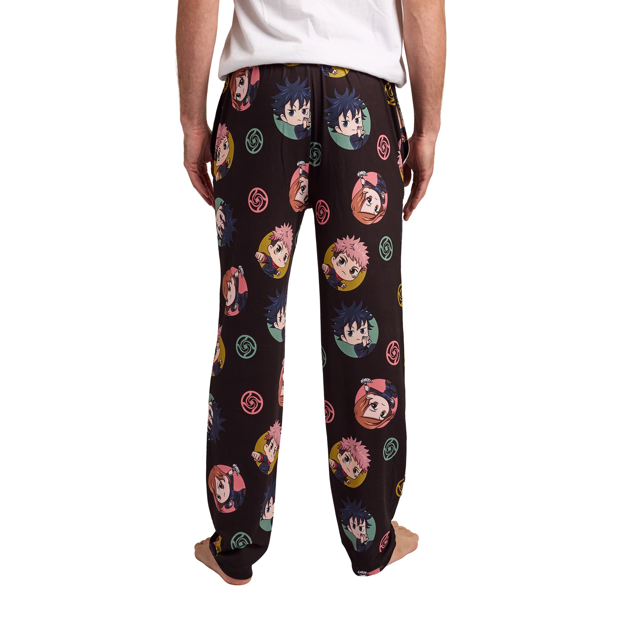 Jujutsu Kaisen Yuji Nobara & Megumi All-Over Print Men’s Black Sleep Pajama Pants