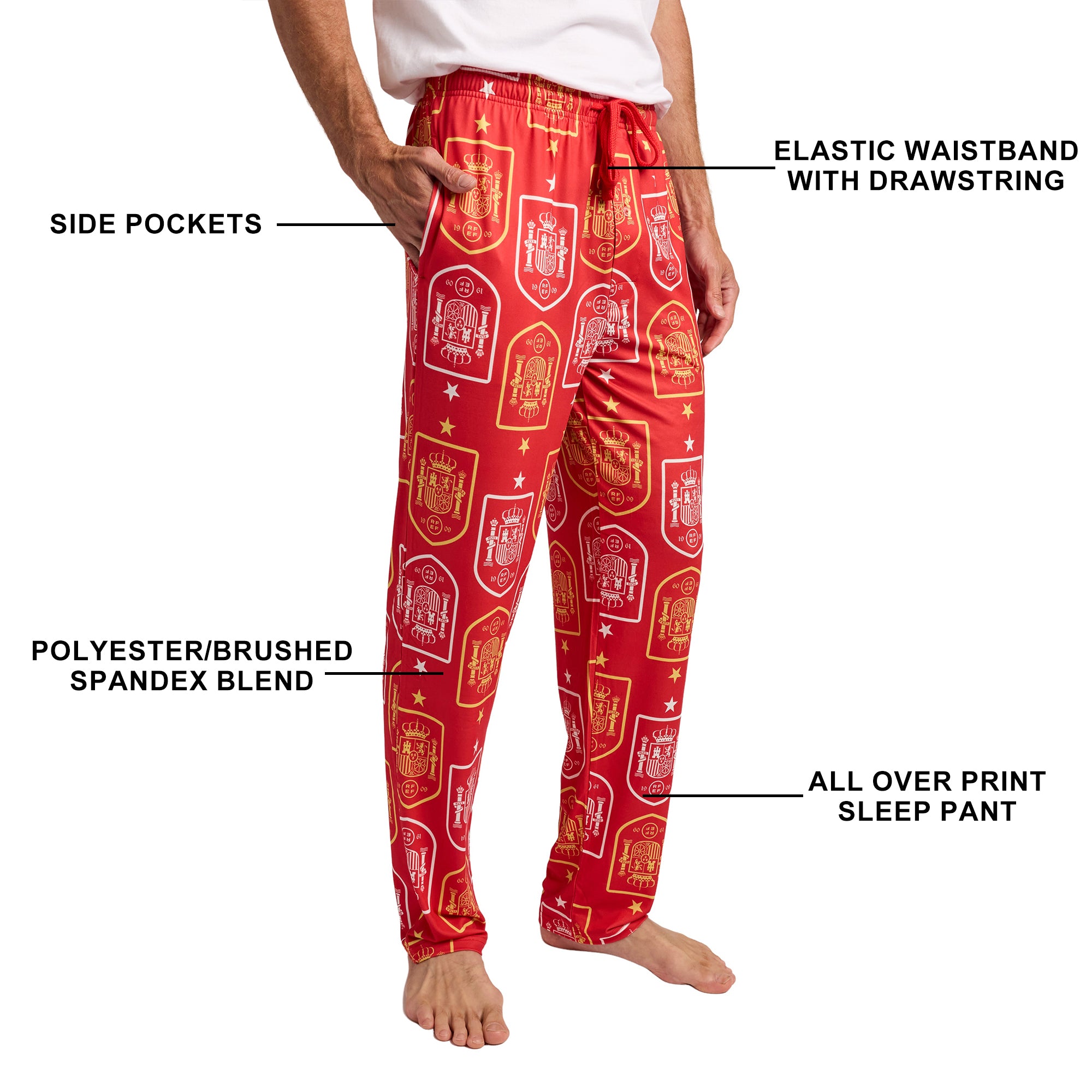Spain Soccer Federation Logo All-Over Print Men’s Red Sleep Pajama Pants