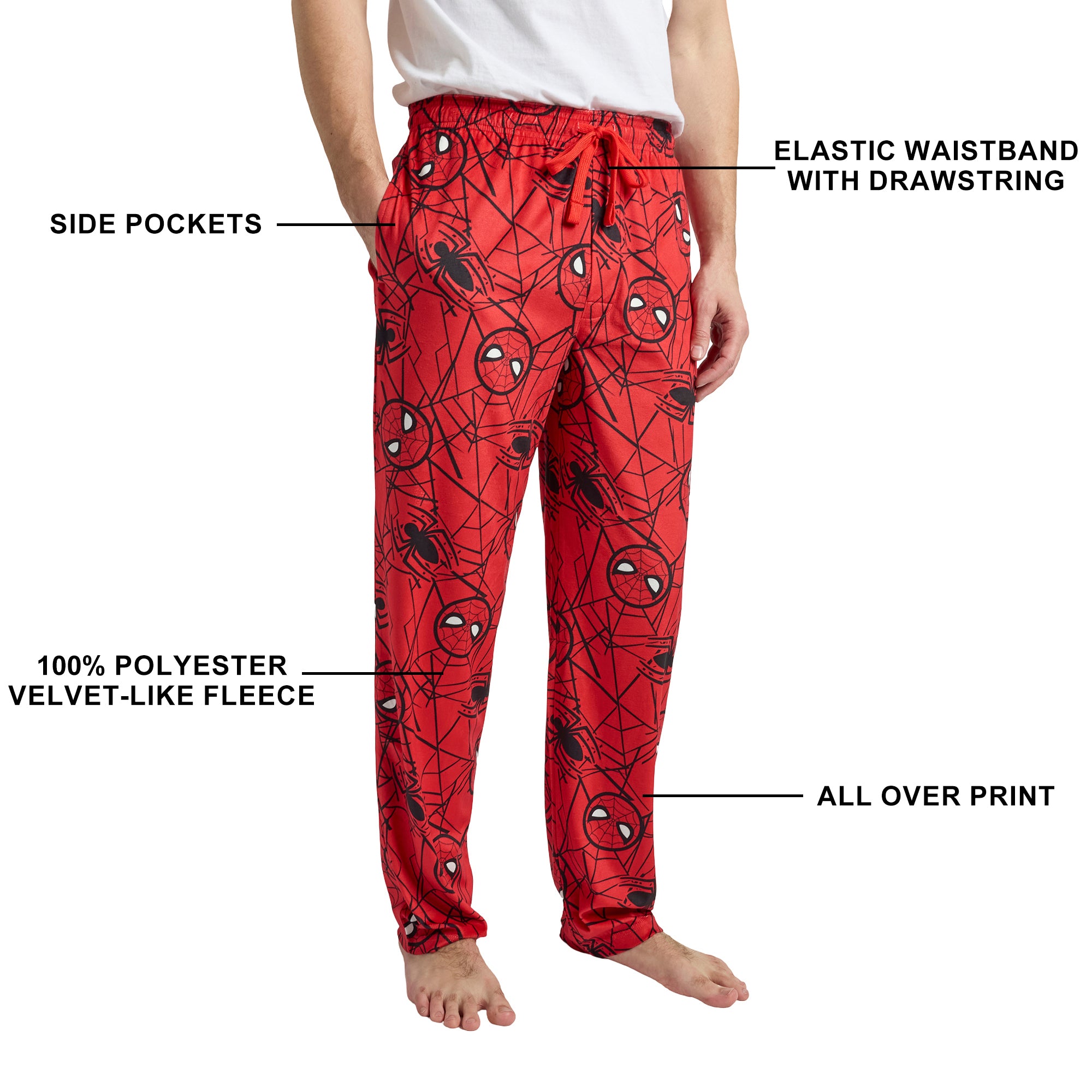 Spider-Man Classic All-Over Print Men’s Red Sleep Pajama Pants