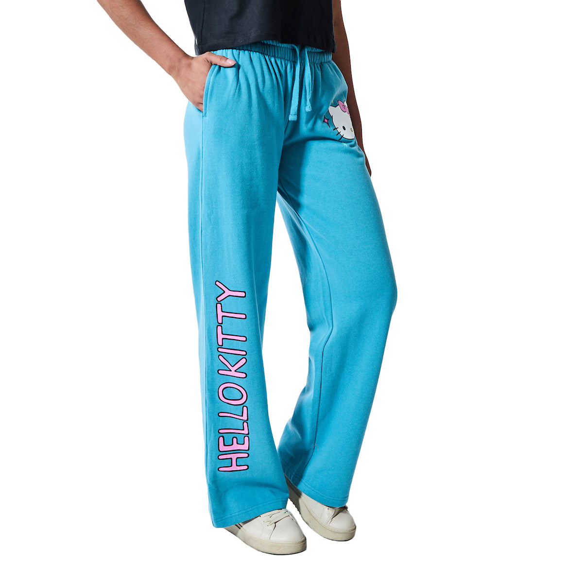 Hello Kitty Stars Women's Blue Straight Leg Sweatpant Joggers