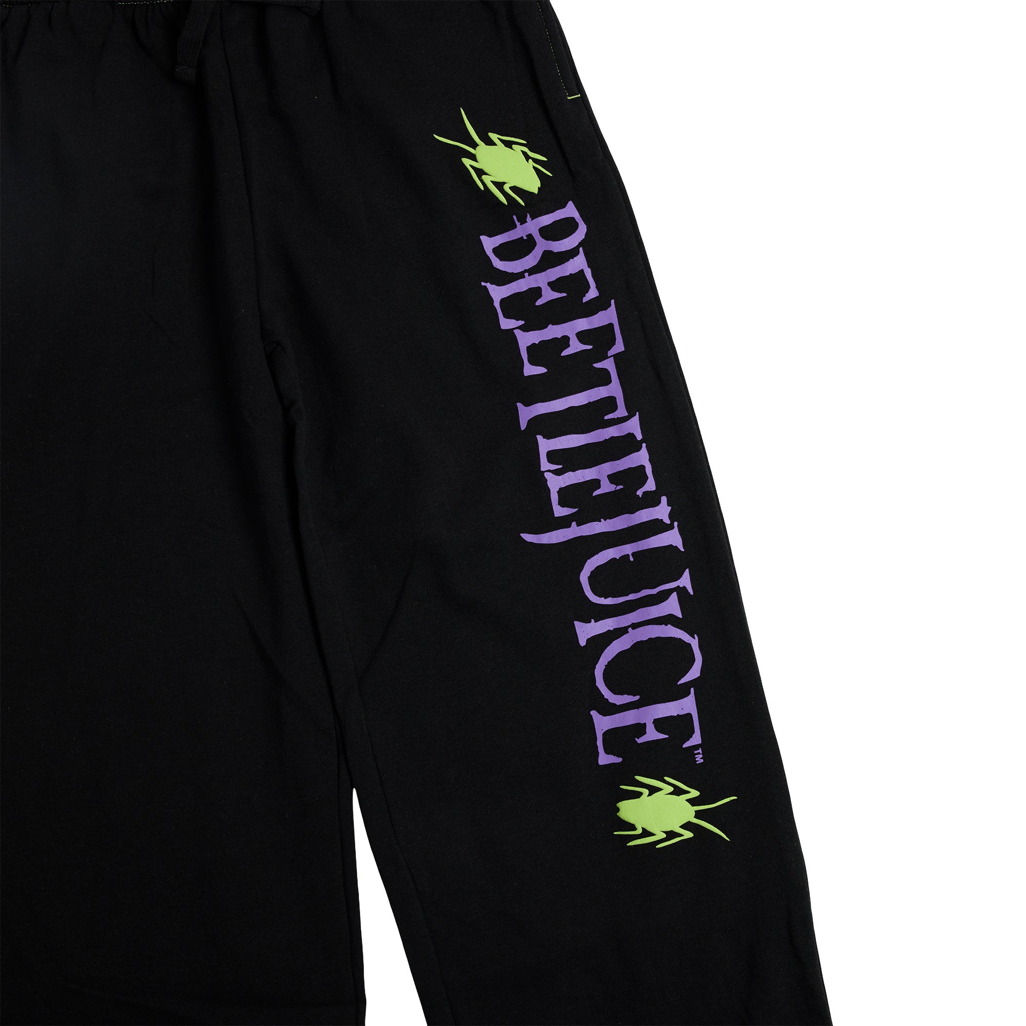 Beetlejuice Neon Green Beetles Women's Black Straight Leg Sweatpant Joggers