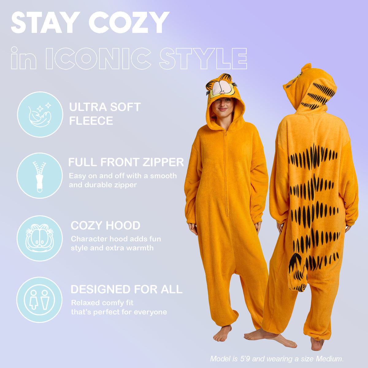 Garfield Men's Onesie Costume Kigurumi With Hood