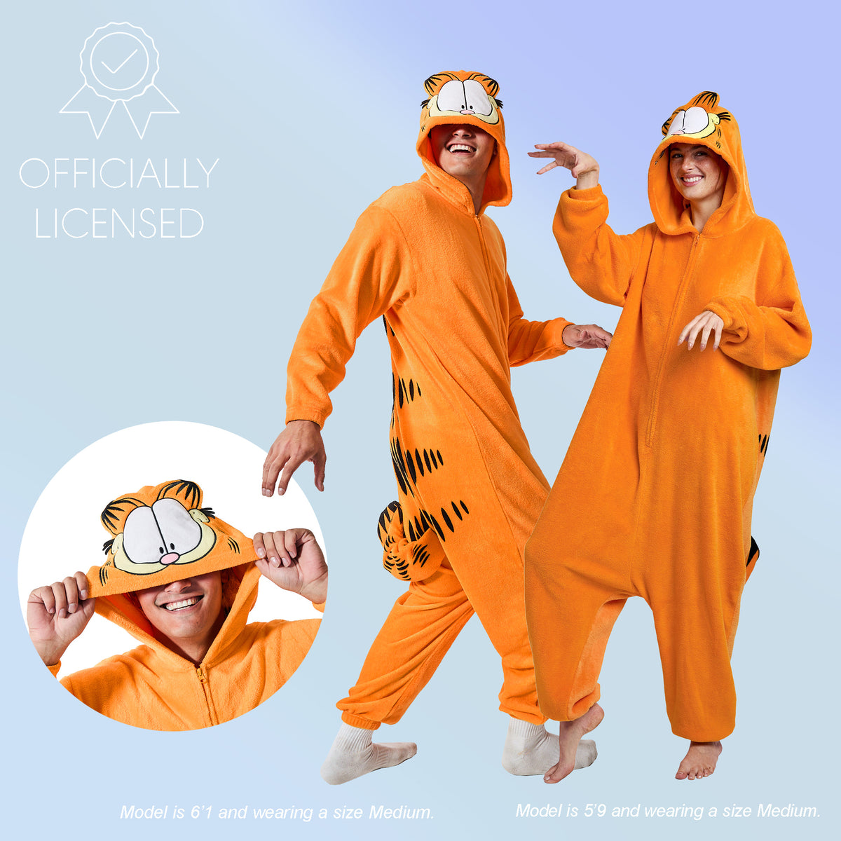 Garfield Men's Onesie Costume Kigurumi With Hood