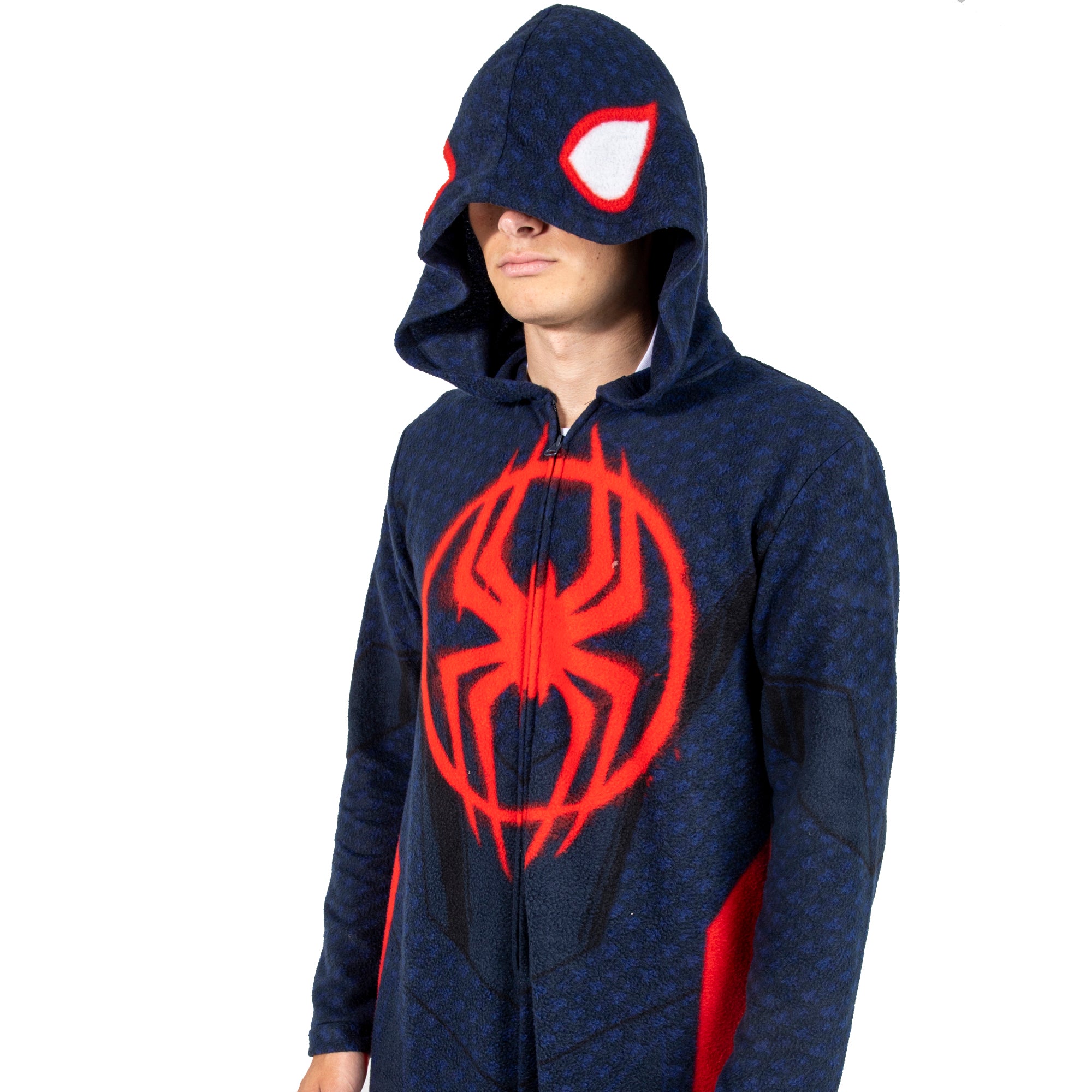 Spider-Man Miles Morales Men's Hooded Union Suit With Leg Hem