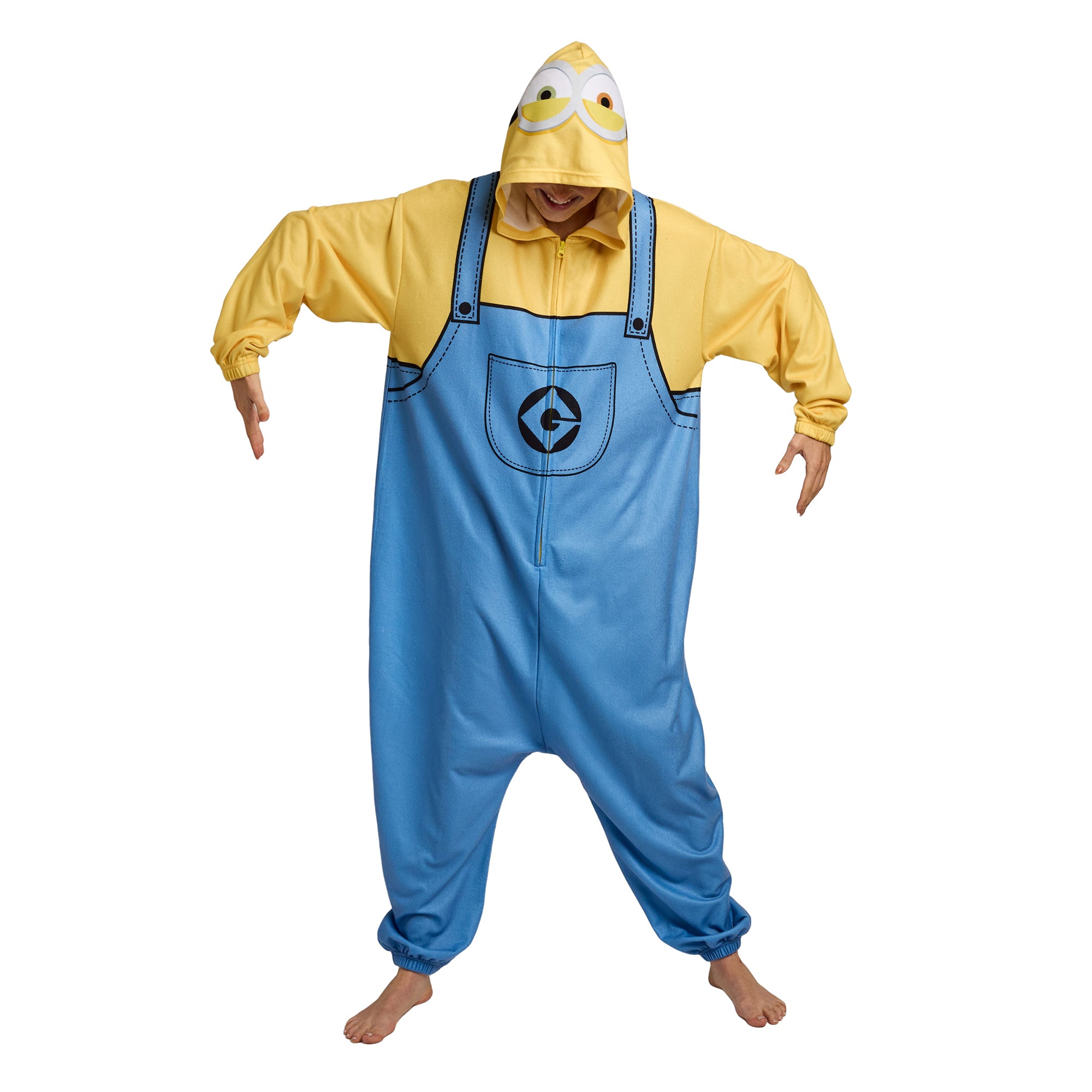 Minions Adult Cosplay Union Suit With Cuffs And Hood