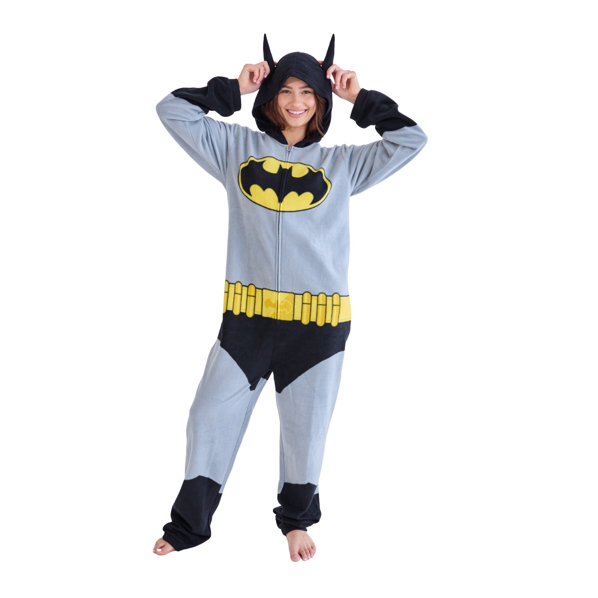 Batman Superhero Men's Onesie Costume Union Suit With Cape & Hood