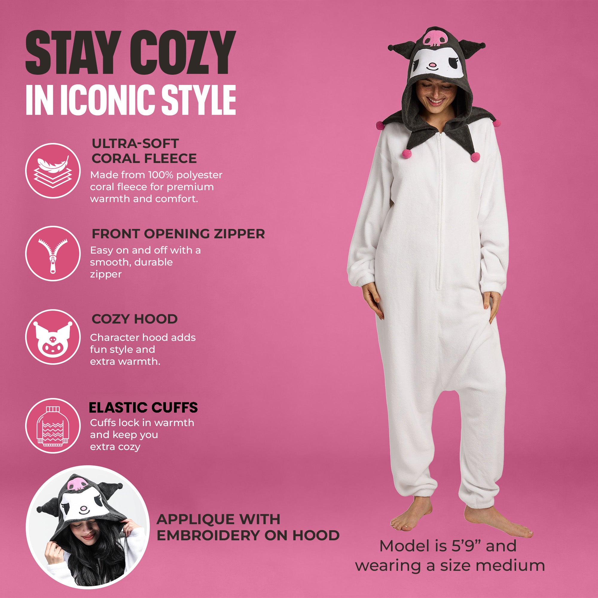 Hello Kitty Hooded Kigurumi Cosplay Onesie Costume Union Suit