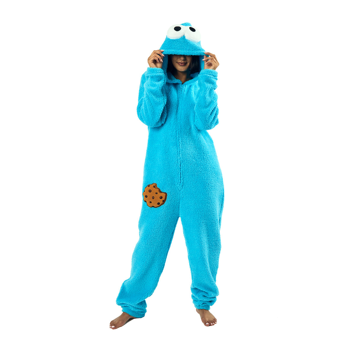 Sesame Street Cookie Monster Onesie Costume Union Suit With Hood