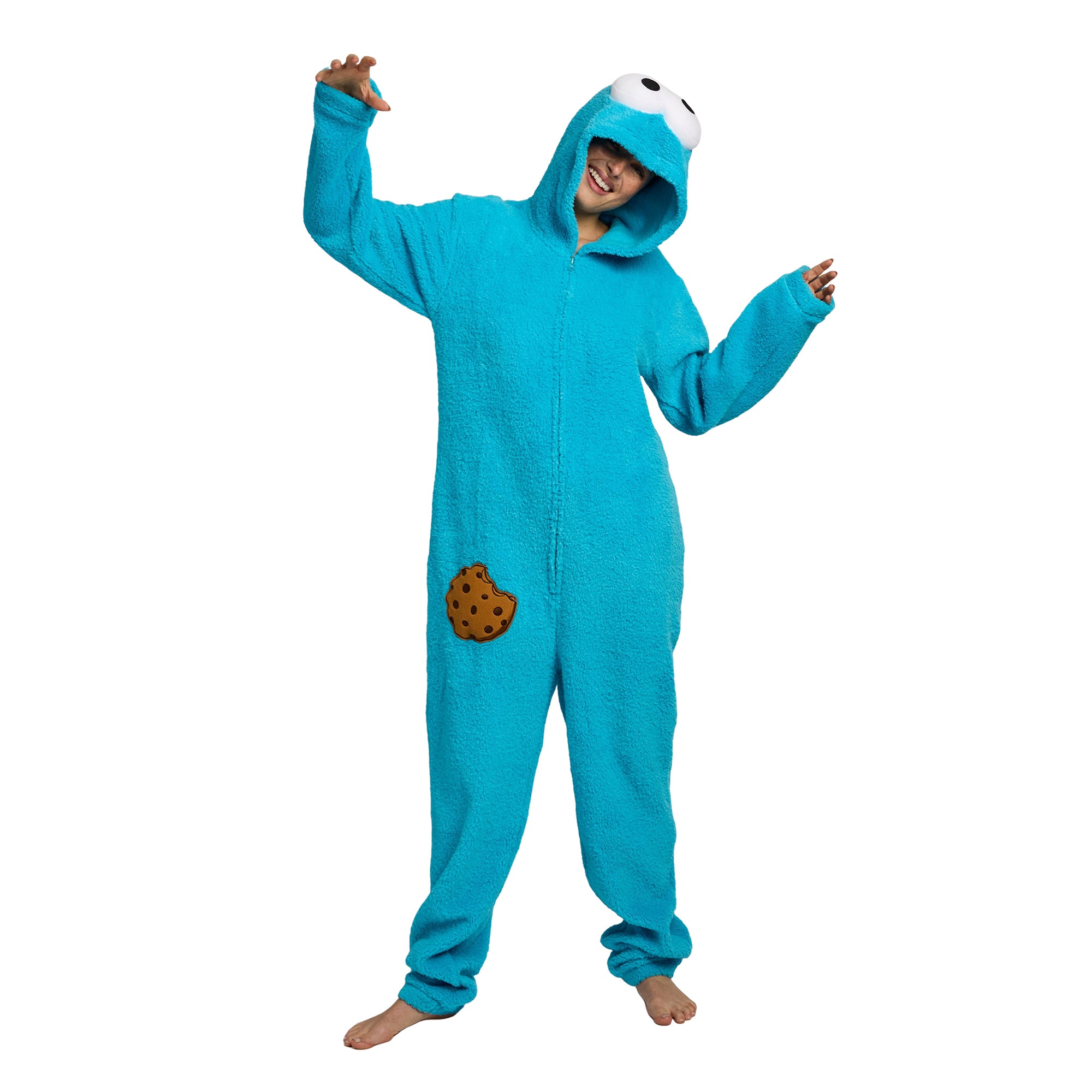 Sesame Street Cookie Monster Onesie Costume Union Suit With Hood