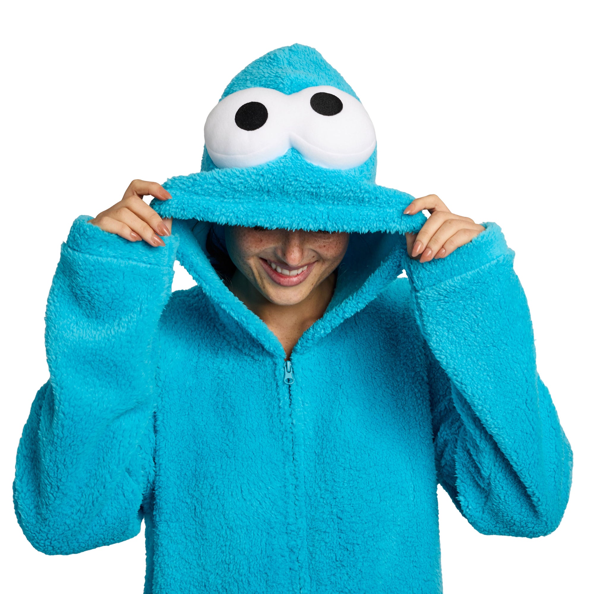 Sesame Street Cookie Monster Onesie Costume Union Suit With Hood