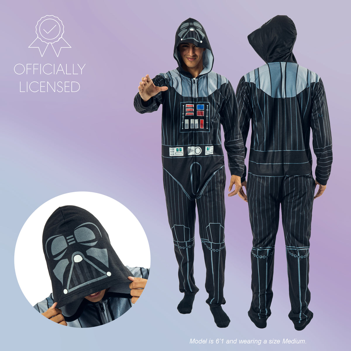 Star Wars Darth Vader Men's Onesie Costume Union Suit With Hood